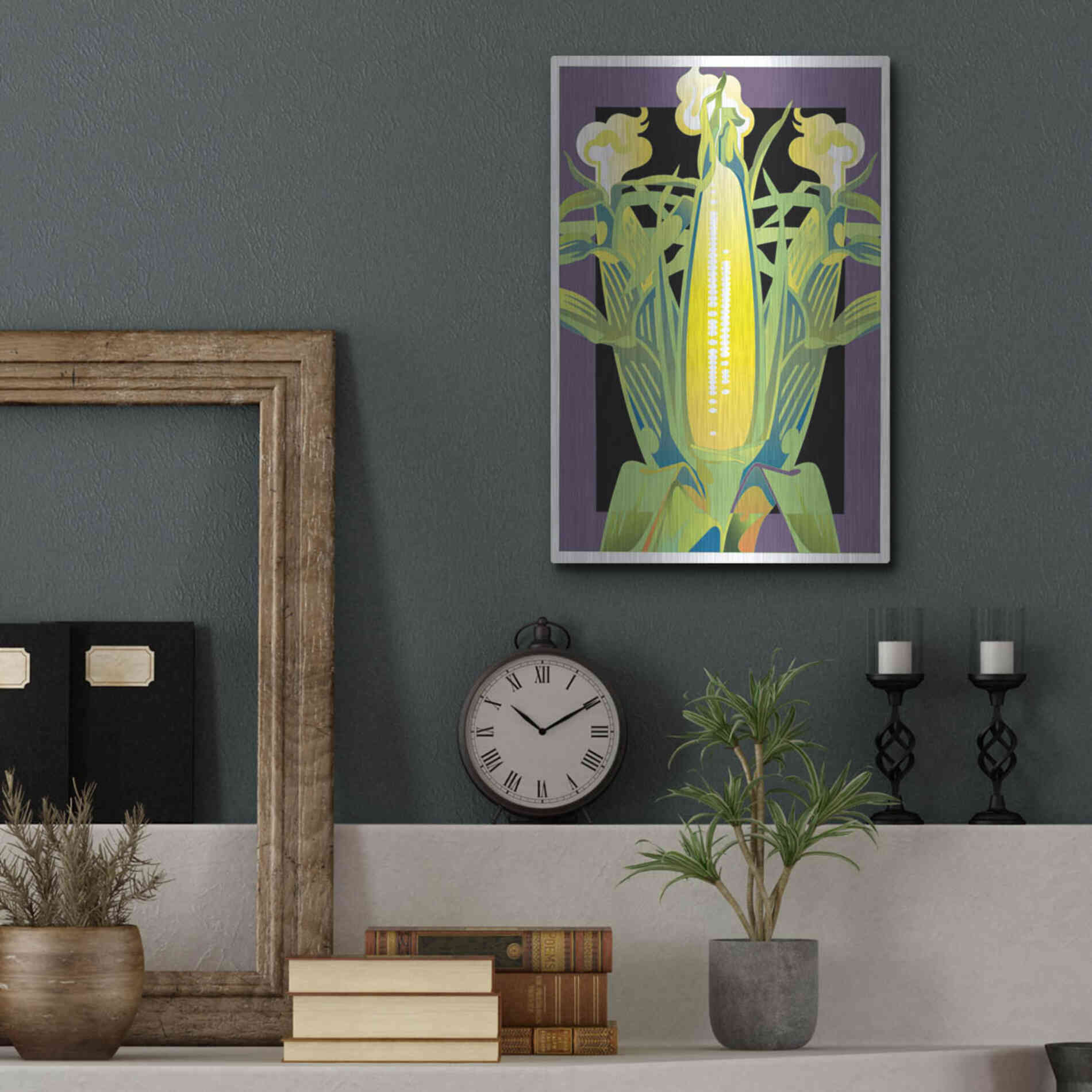 Luxe Metal Art 'Corn' by David Chestnutt, Metal Wall Art,12x16