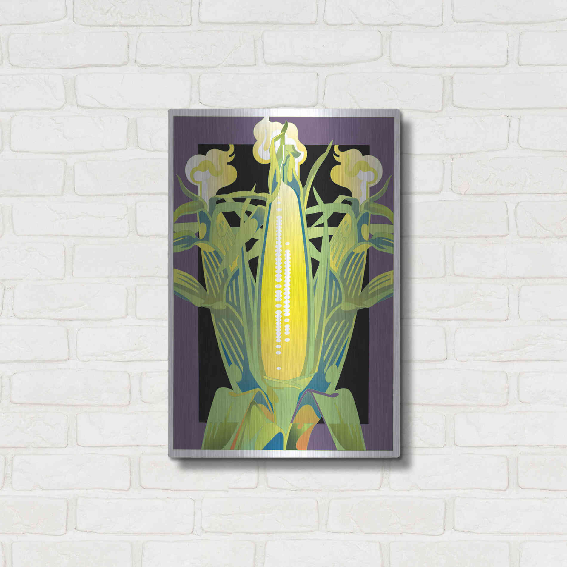 Luxe Metal Art 'Corn' by David Chestnutt, Metal Wall Art,16x24