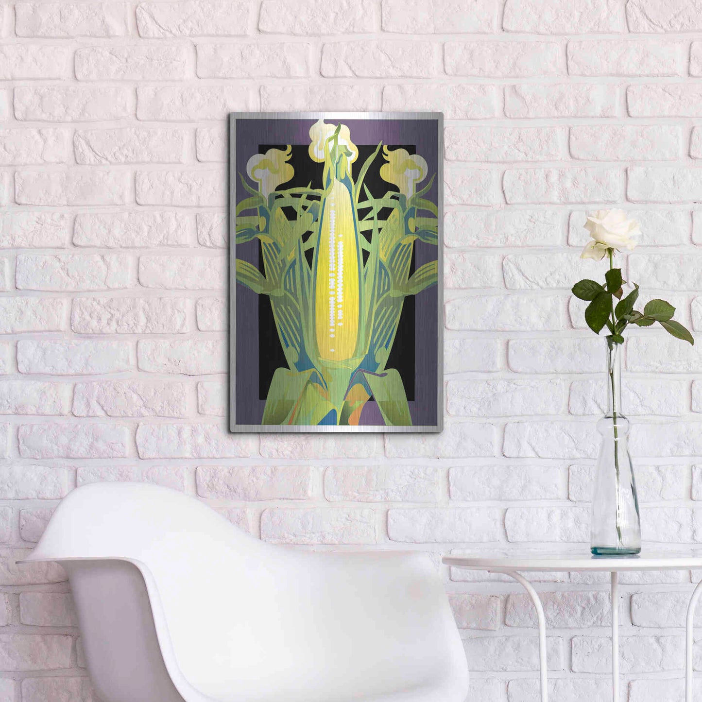 Luxe Metal Art 'Corn' by David Chestnutt, Metal Wall Art,16x24