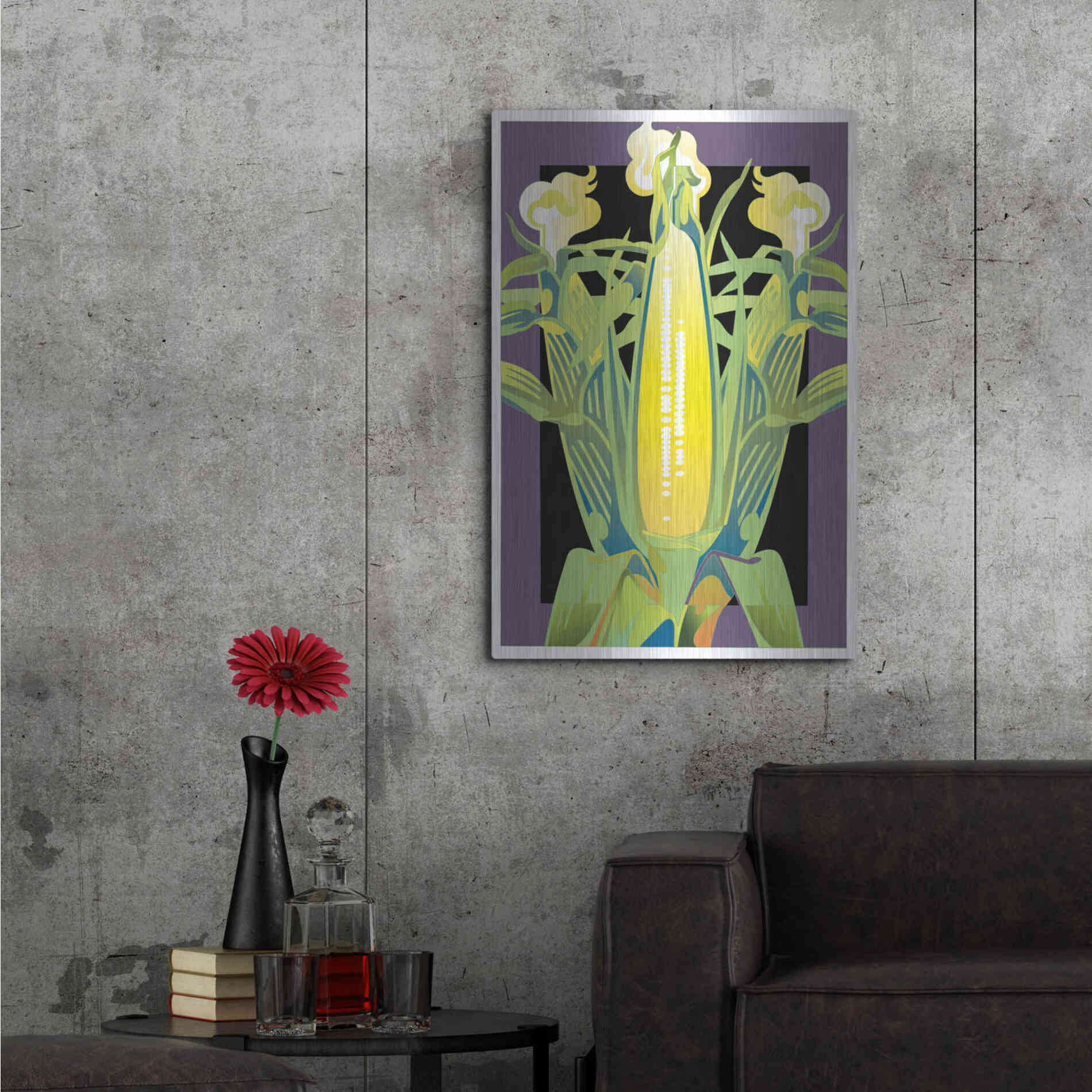 Luxe Metal Art 'Corn' by David Chestnutt, Metal Wall Art,24x36