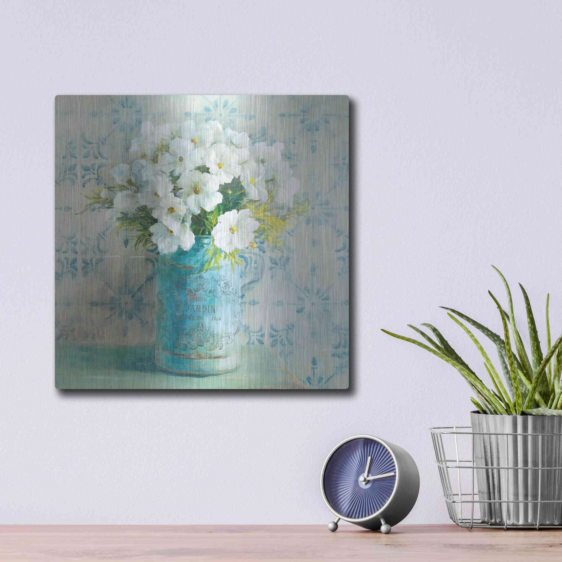 Luxe Metal Art 'May Blossoms I Crop' by Danhui Nai, Metal Wall Art,12x12