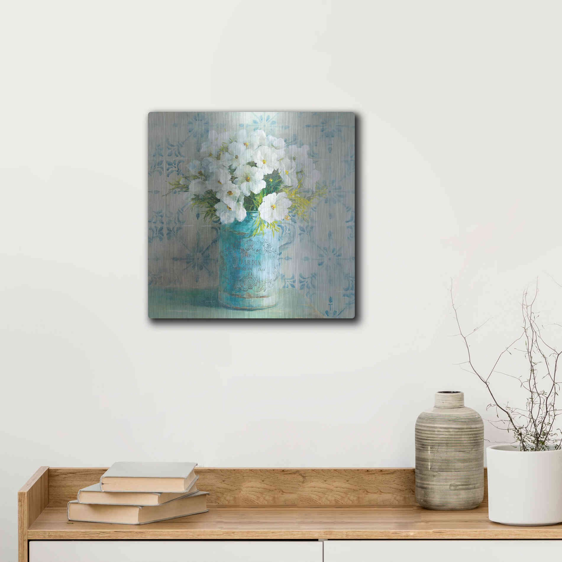 Luxe Metal Art 'May Blossoms I Crop' by Danhui Nai, Metal Wall Art,12x12