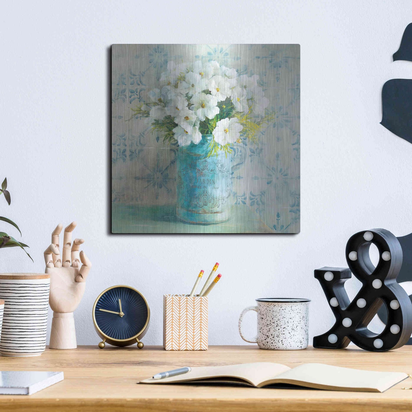 Luxe Metal Art 'May Blossoms I Crop' by Danhui Nai, Metal Wall Art,12x12