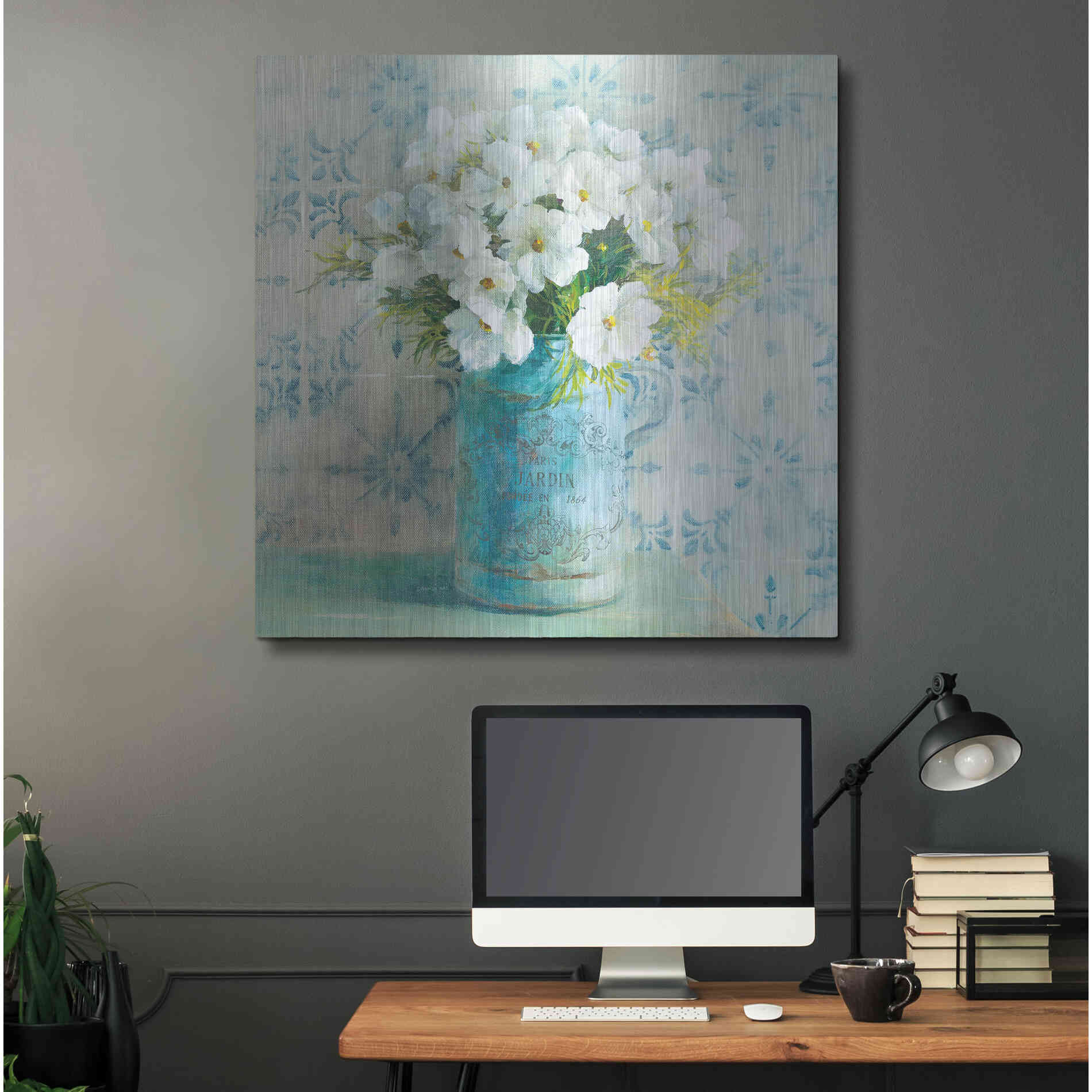 Luxe Metal Art 'May Blossoms I Crop' by Danhui Nai, Metal Wall Art,36x36