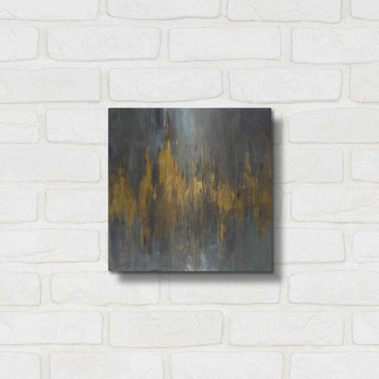 Luxe Metal Art 'Black and Gold Abstract' by Danhui Nai, Metal Wall Art,12x12