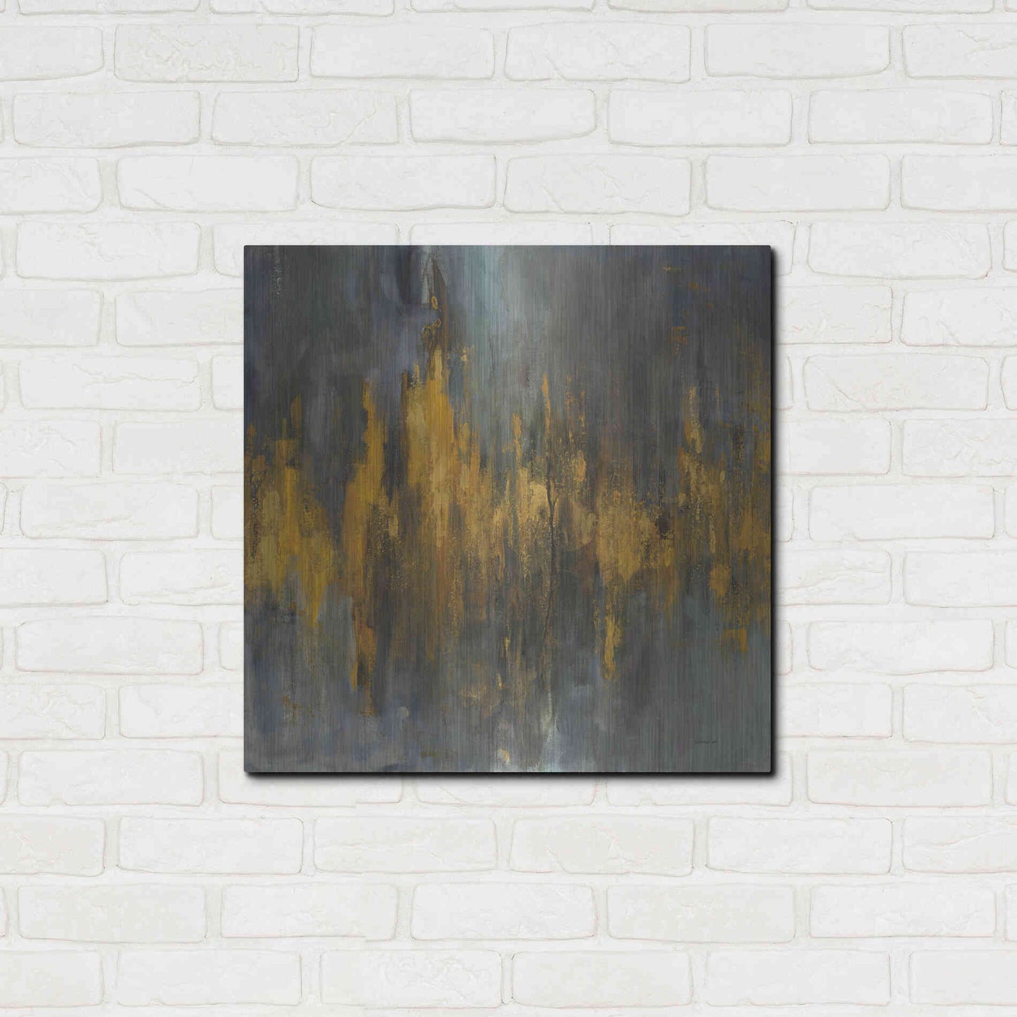Luxe Metal Art 'Black and Gold Abstract' by Danhui Nai, Metal Wall Art,24x24