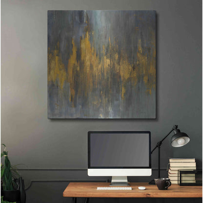 Luxe Metal Art 'Black and Gold Abstract' by Danhui Nai, Metal Wall Art,36x36