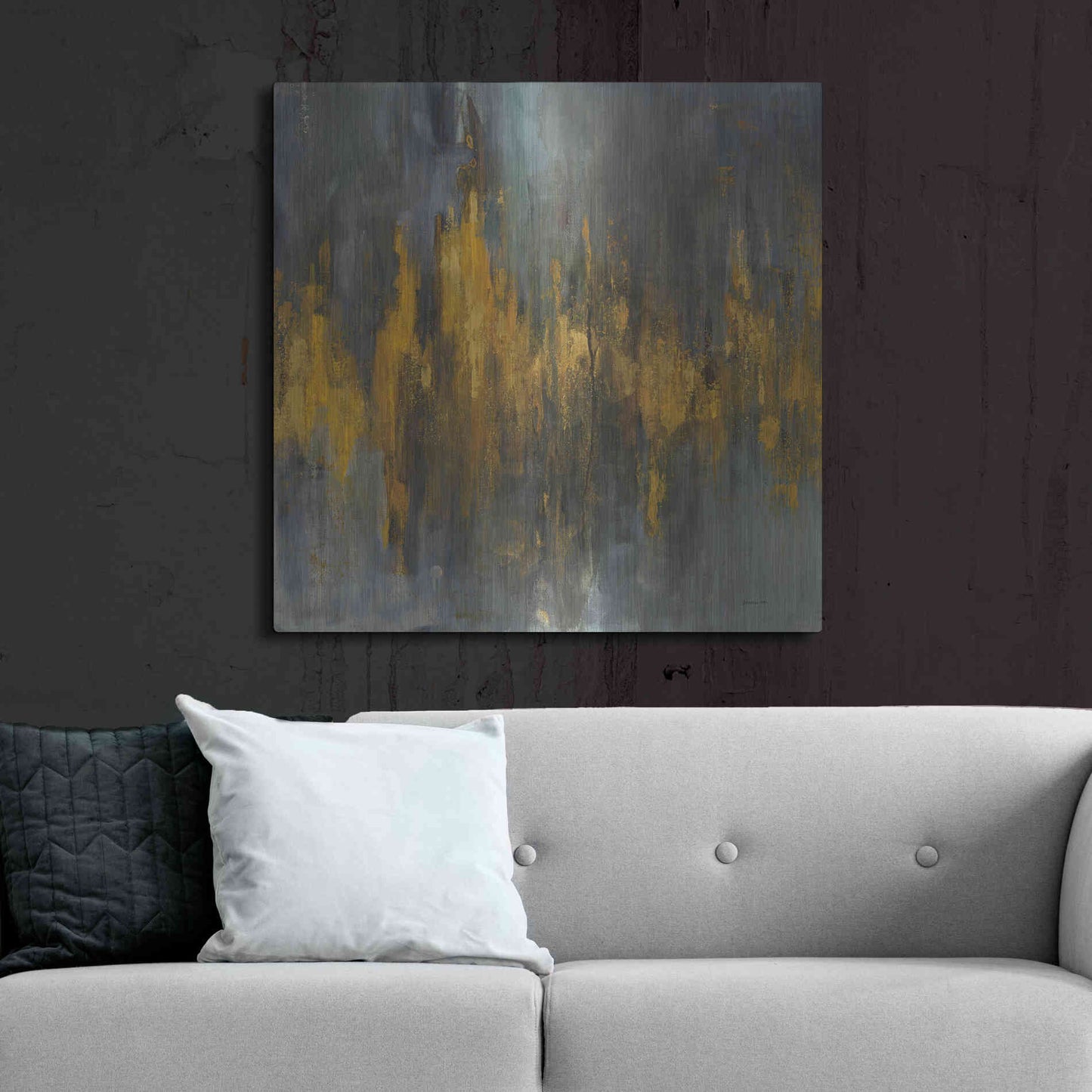 Luxe Metal Art 'Black and Gold Abstract' by Danhui Nai, Metal Wall Art,36x36