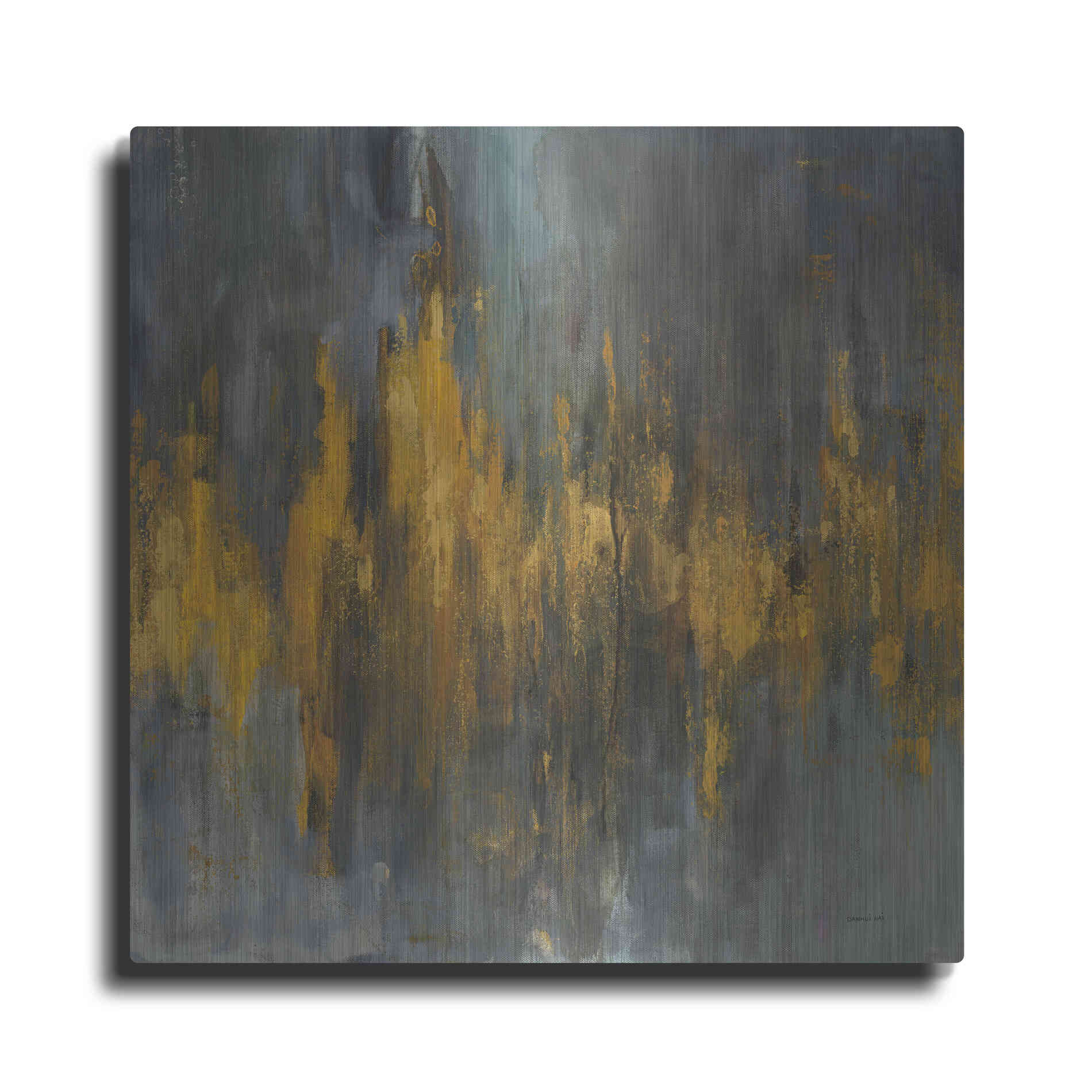 Luxe Metal Art 'Black and Gold Abstract' by Danhui Nai, Metal Wall Art