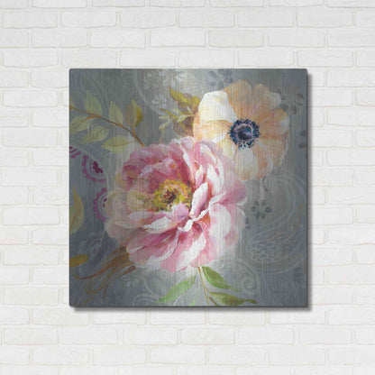 Luxe Metal Art 'Peonies and Paisley III' by Danhui Nai, Metal Wall Art,36x36