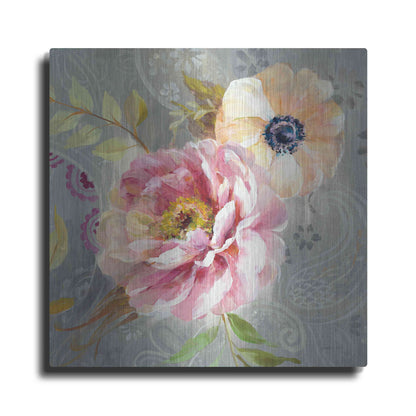 Luxe Metal Art 'Peonies and Paisley III' by Danhui Nai, Metal Wall Art