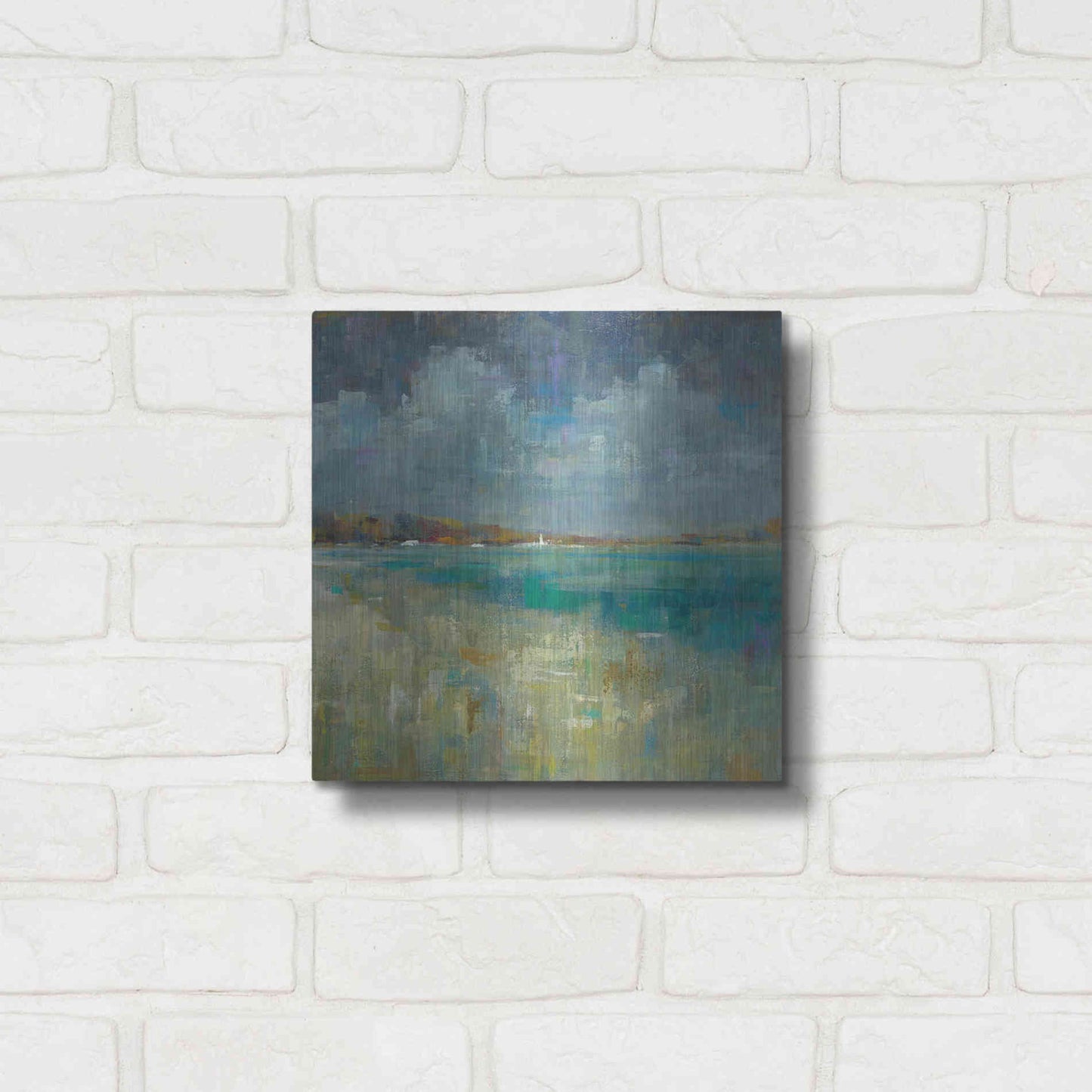 Luxe Metal Art 'Sky and Sea Crop' by Danhui Nai, Metal Wall Art,12x12