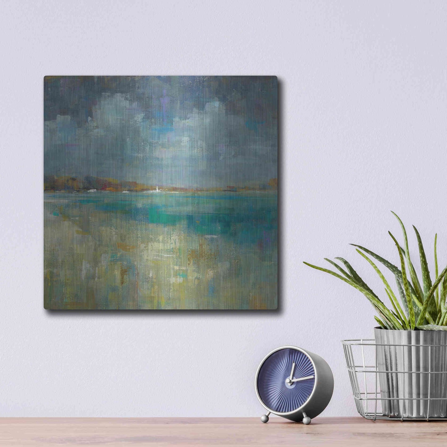 Luxe Metal Art 'Sky and Sea Crop' by Danhui Nai, Metal Wall Art,12x12