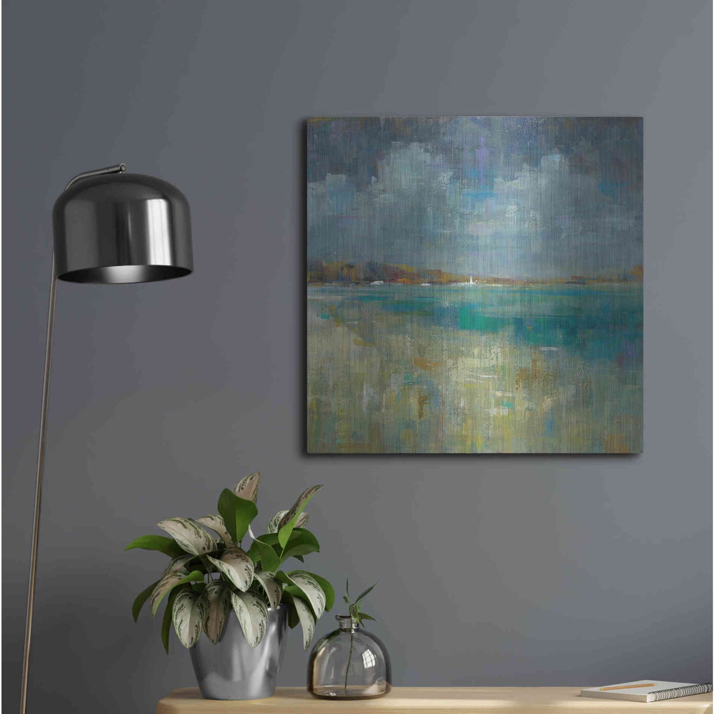 Luxe Metal Art 'Sky and Sea Crop' by Danhui Nai, Metal Wall Art,24x24