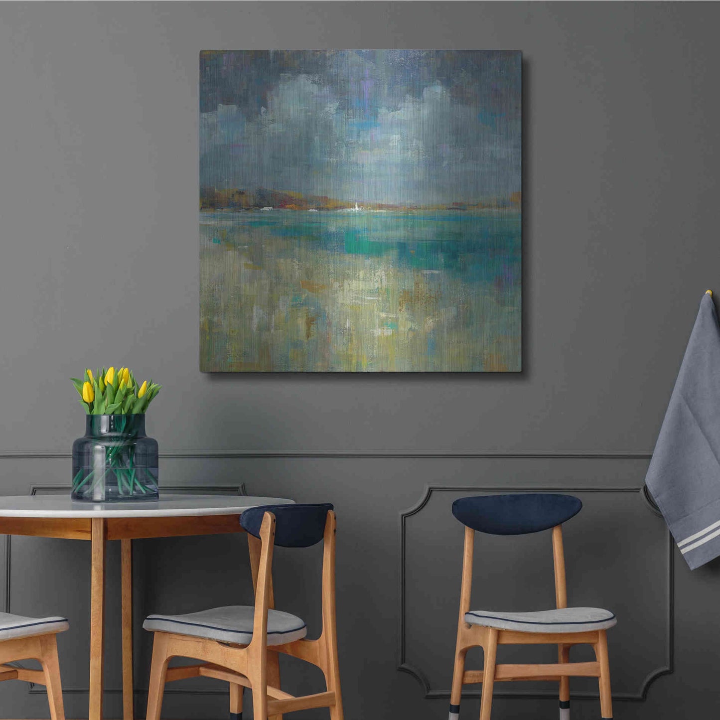 Luxe Metal Art 'Sky and Sea Crop' by Danhui Nai, Metal Wall Art,36x36