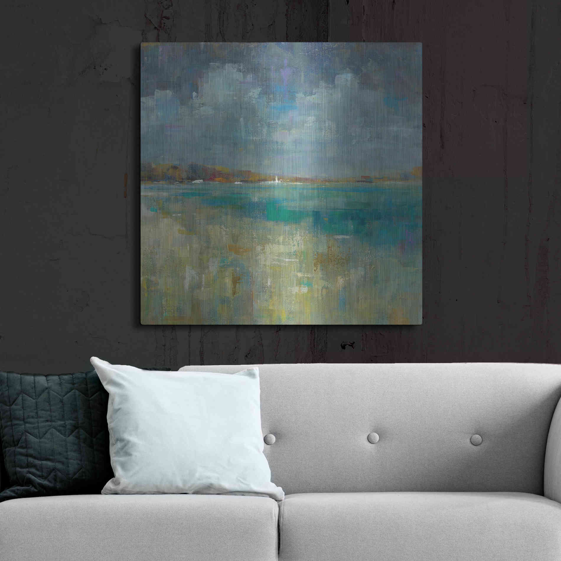 Luxe Metal Art 'Sky and Sea Crop' by Danhui Nai, Metal Wall Art,36x36