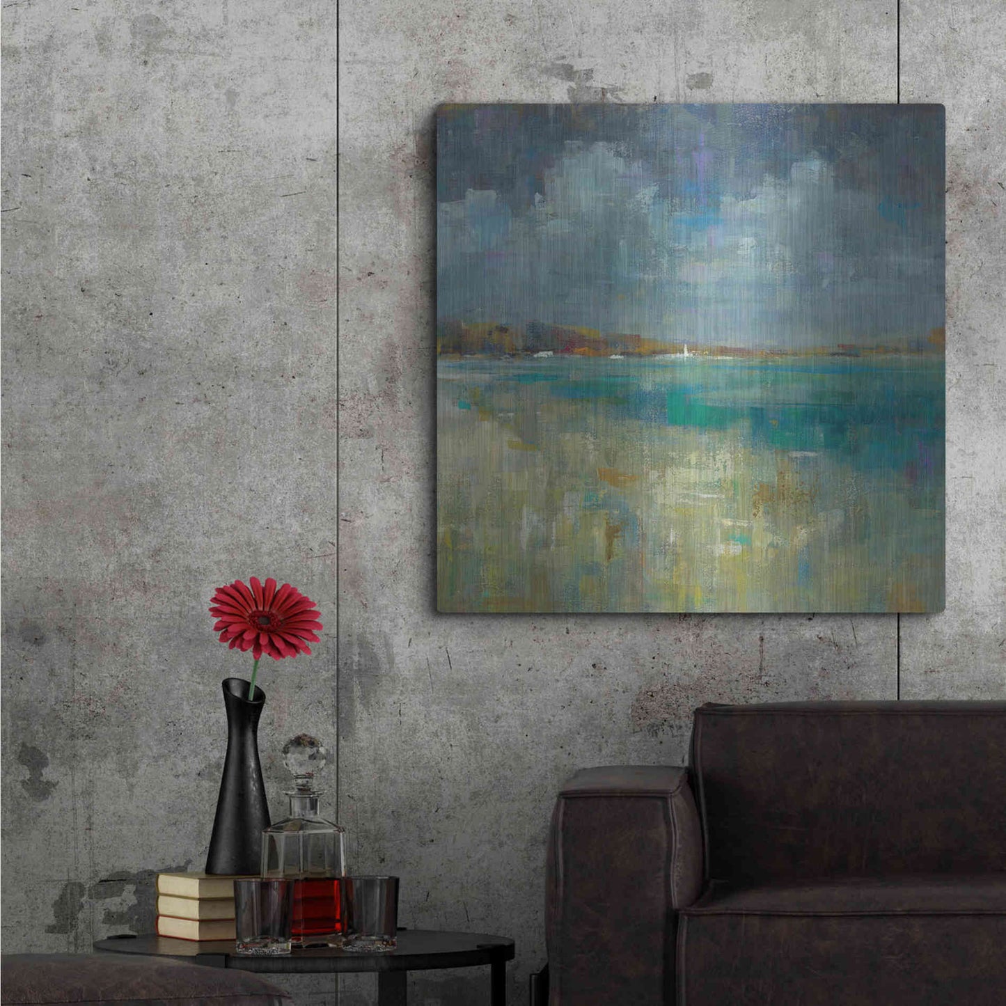 Luxe Metal Art 'Sky and Sea Crop' by Danhui Nai, Metal Wall Art,36x36