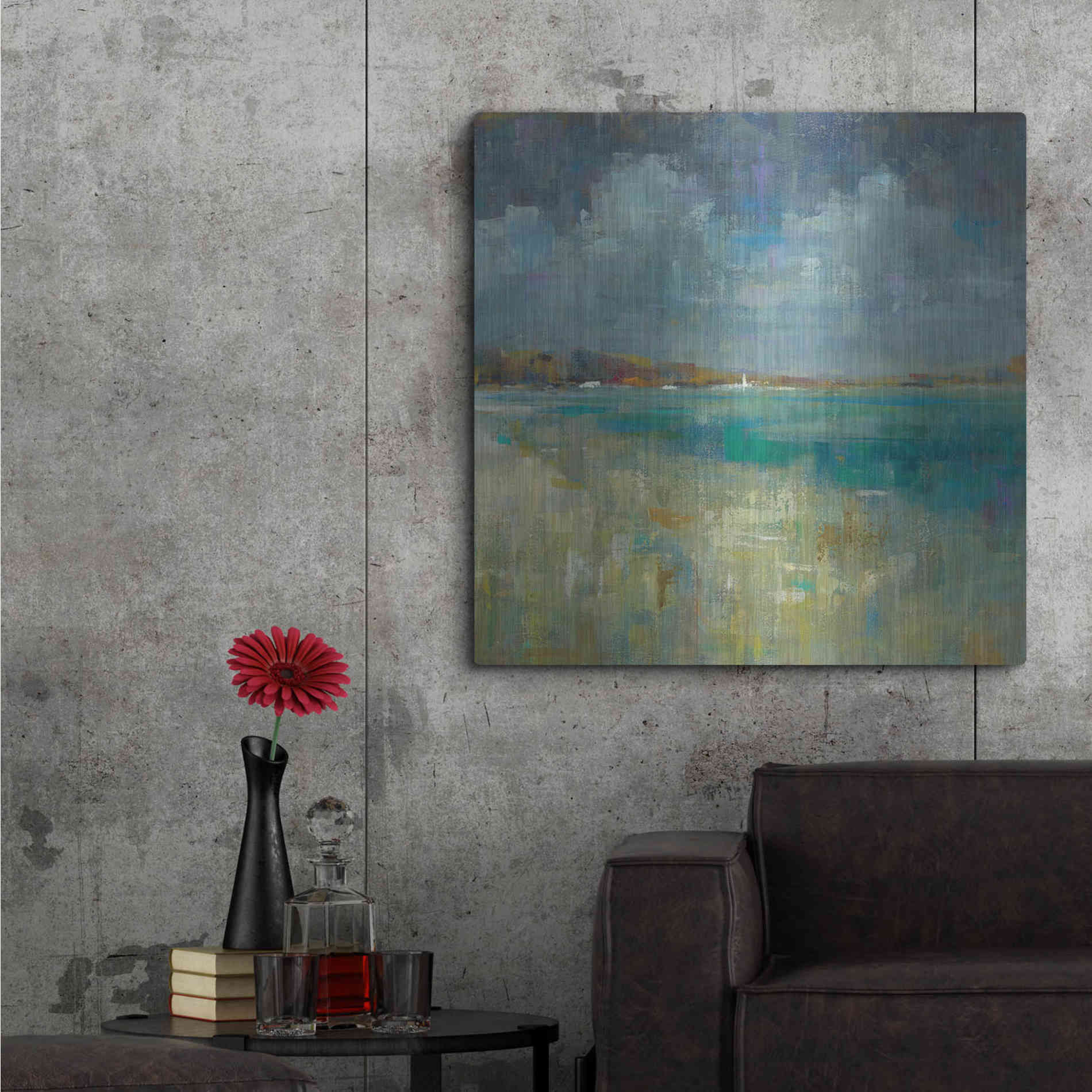 Luxe Metal Art 'Sky and Sea Crop' by Danhui Nai, Metal Wall Art,36x36