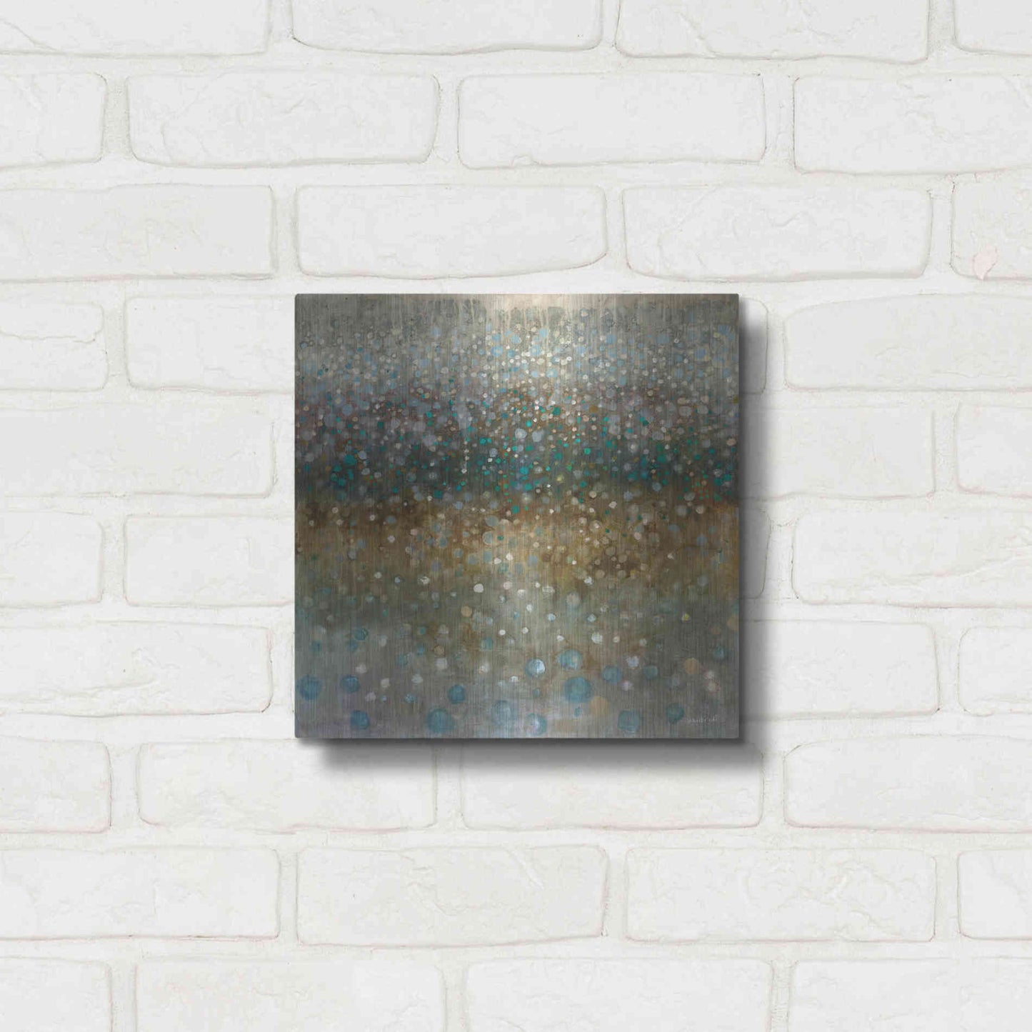 Luxe Metal Art 'Abstract Rain' by Danhui Nai, Metal Wall Art,12x12