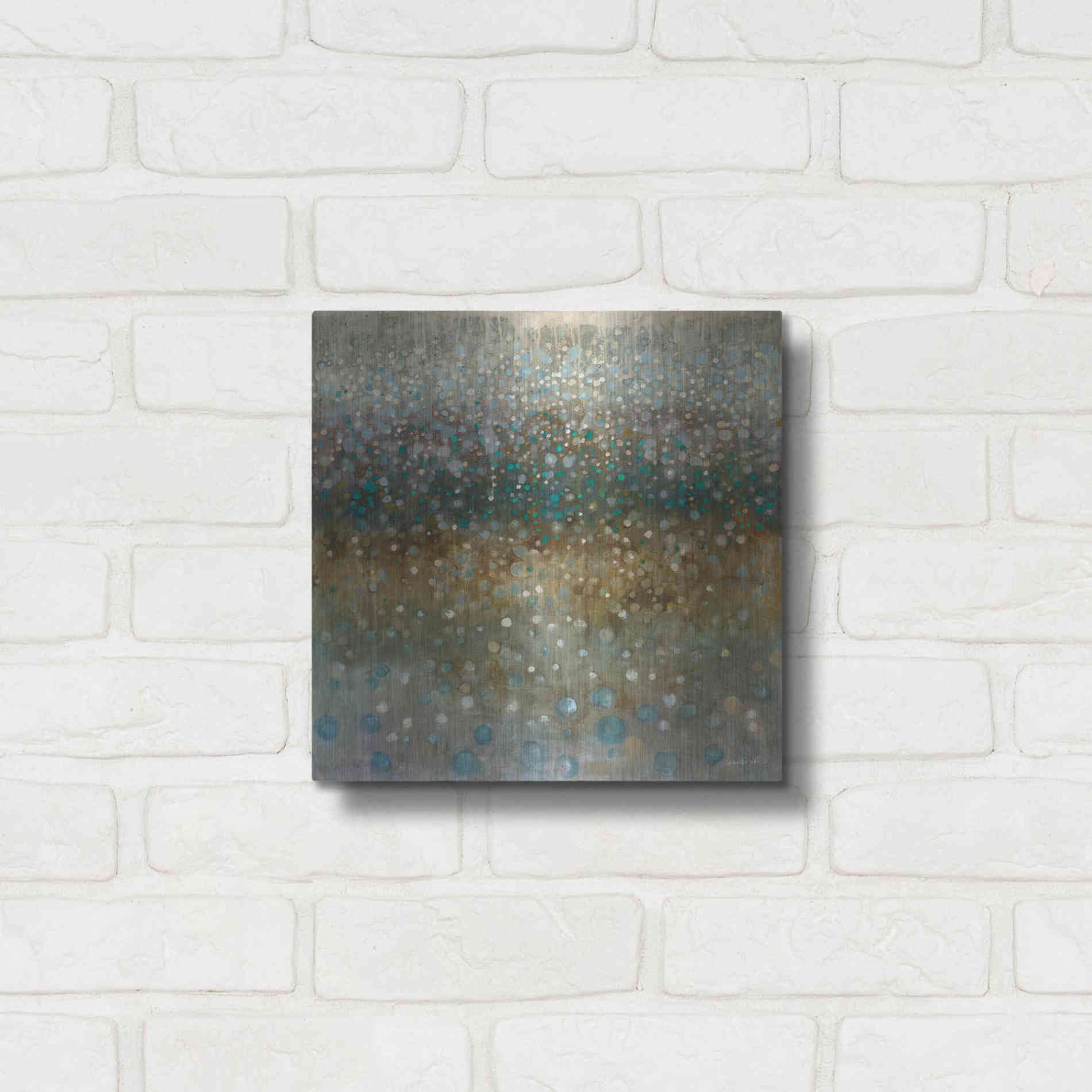 Luxe Metal Art 'Abstract Rain' by Danhui Nai, Metal Wall Art,12x12
