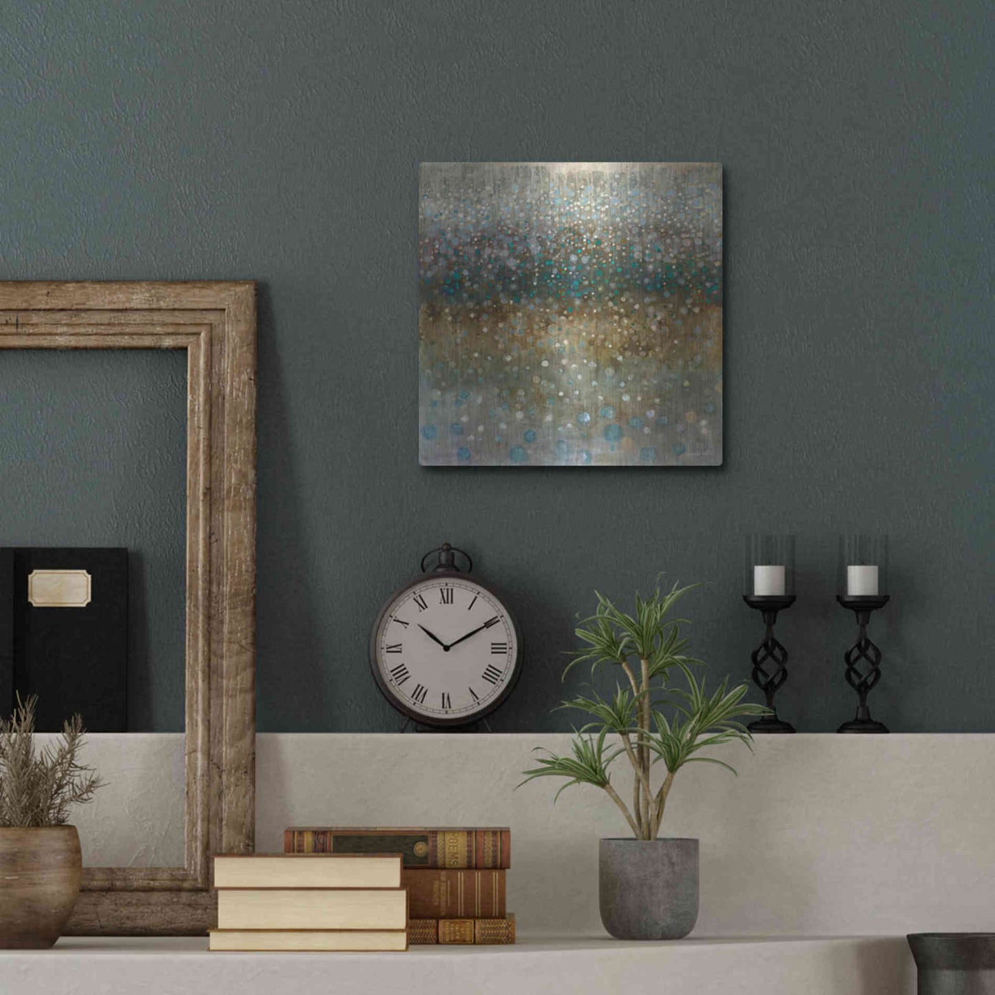 Luxe Metal Art 'Abstract Rain' by Danhui Nai, Metal Wall Art,12x12