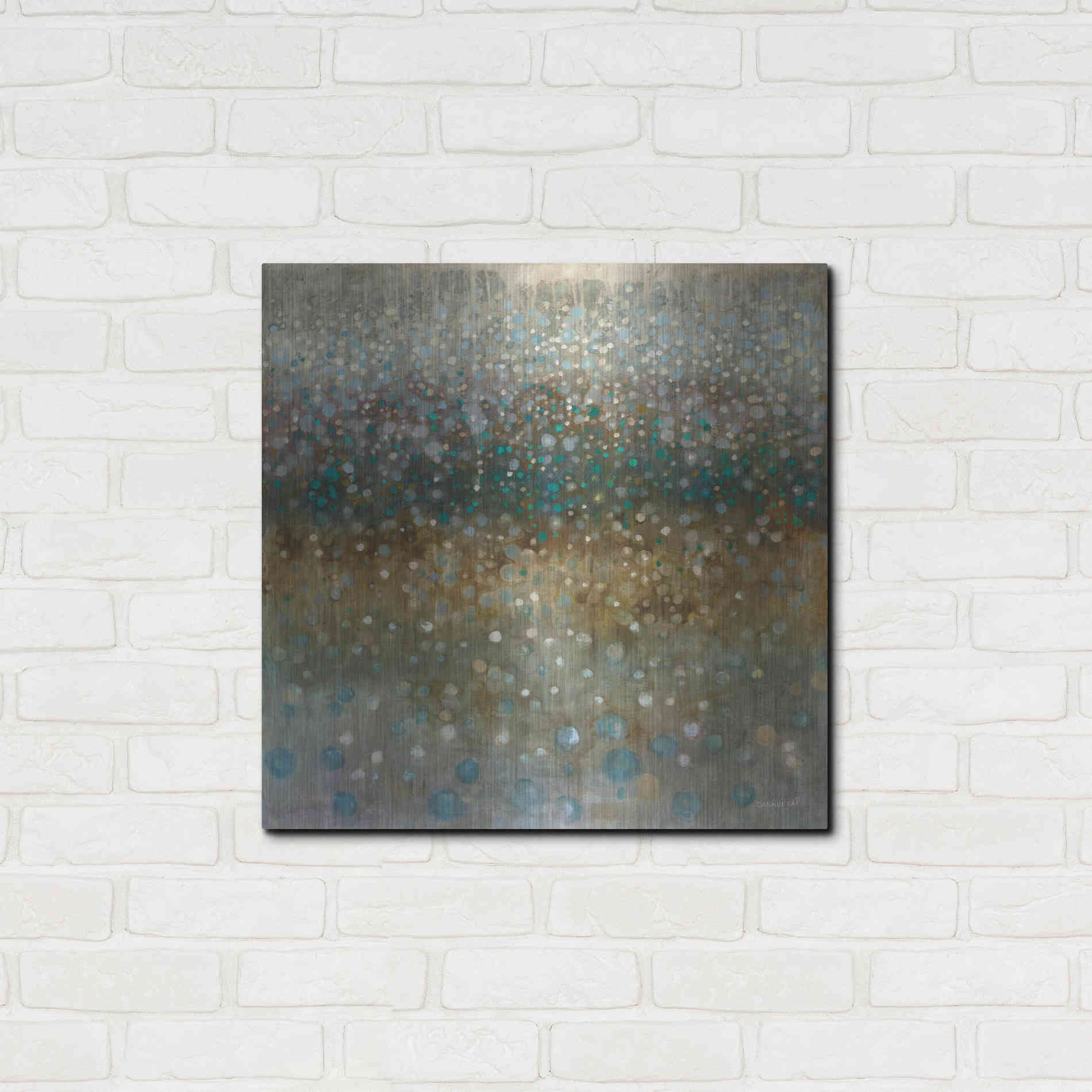 Luxe Metal Art 'Abstract Rain' by Danhui Nai, Metal Wall Art,24x24