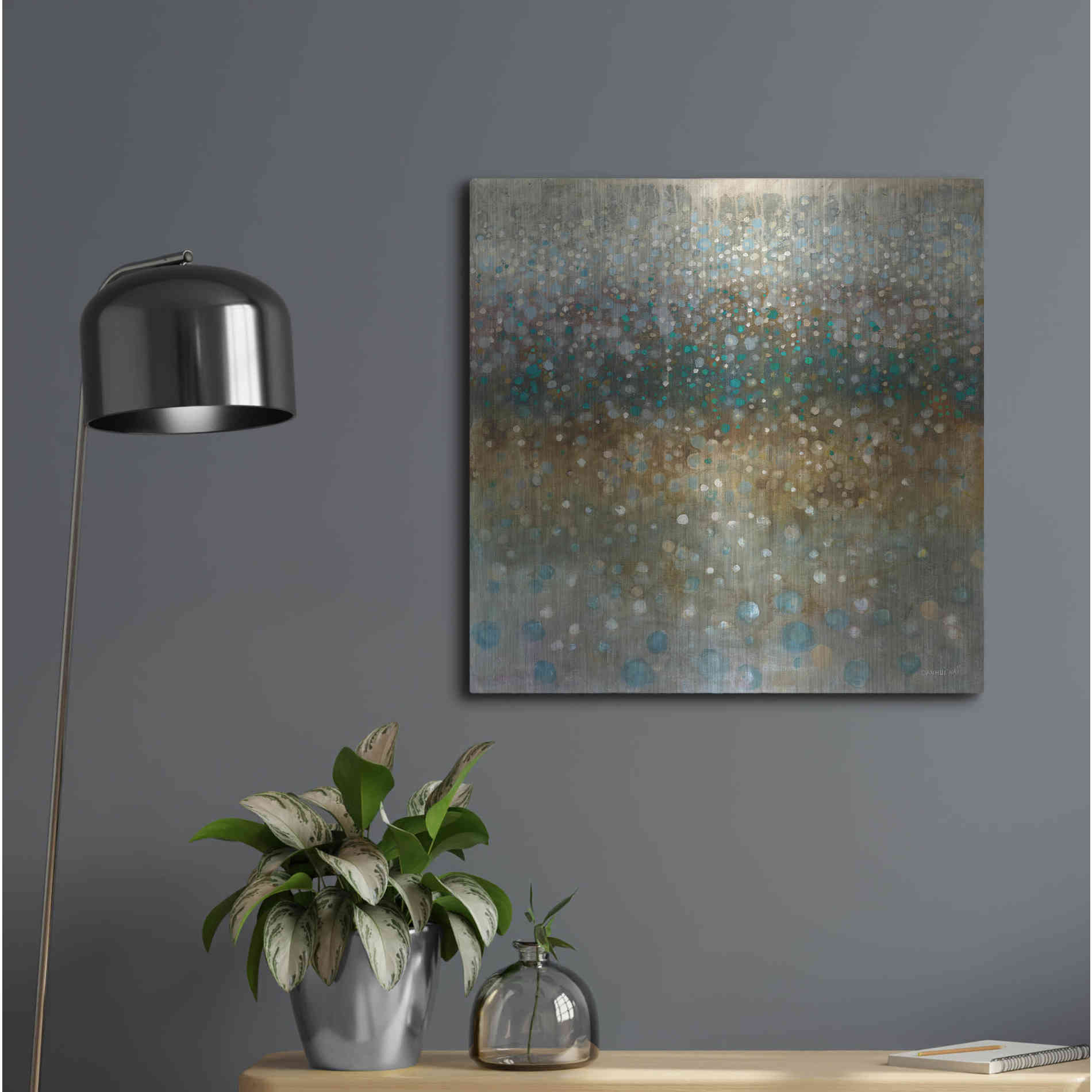 Luxe Metal Art 'Abstract Rain' by Danhui Nai, Metal Wall Art,24x24
