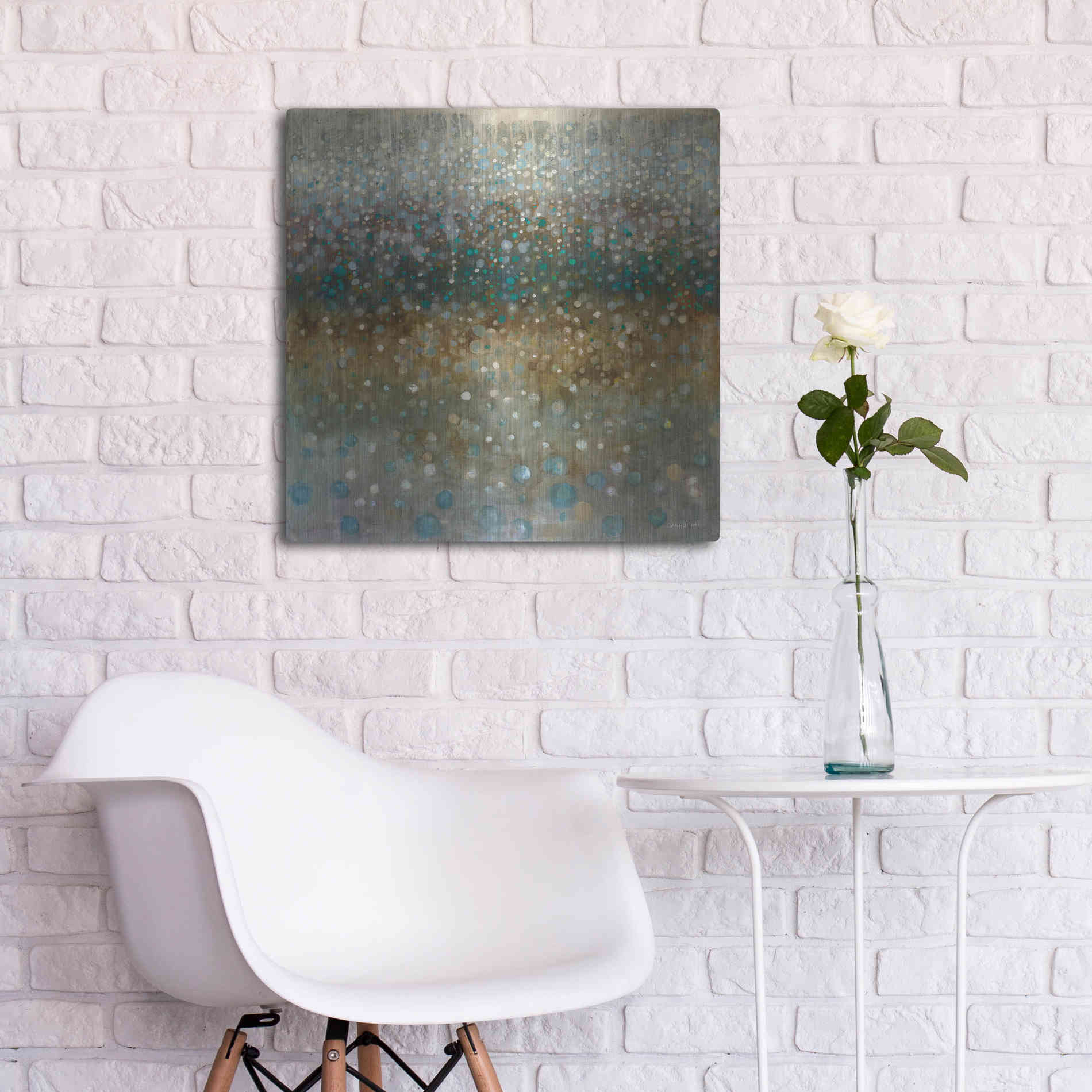 Luxe Metal Art 'Abstract Rain' by Danhui Nai, Metal Wall Art,24x24