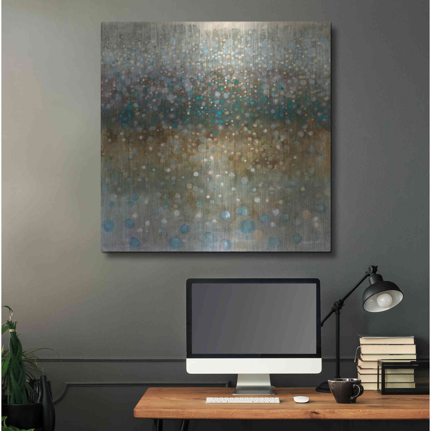 Luxe Metal Art 'Abstract Rain' by Danhui Nai, Metal Wall Art,36x36