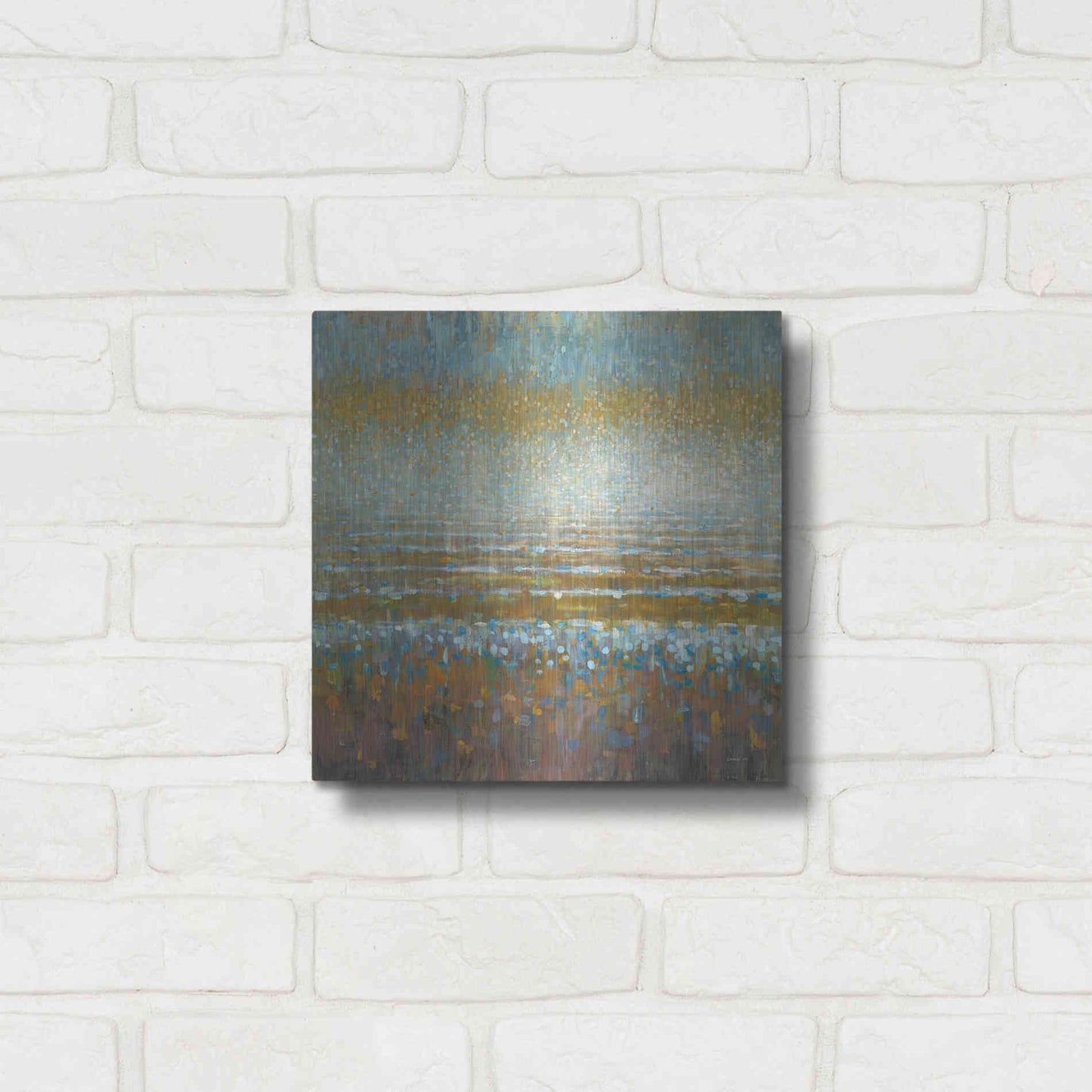 Luxe Metal Art 'Rains Over the Lake Light' by Danhui Nai, Metal Wall Art,12x12