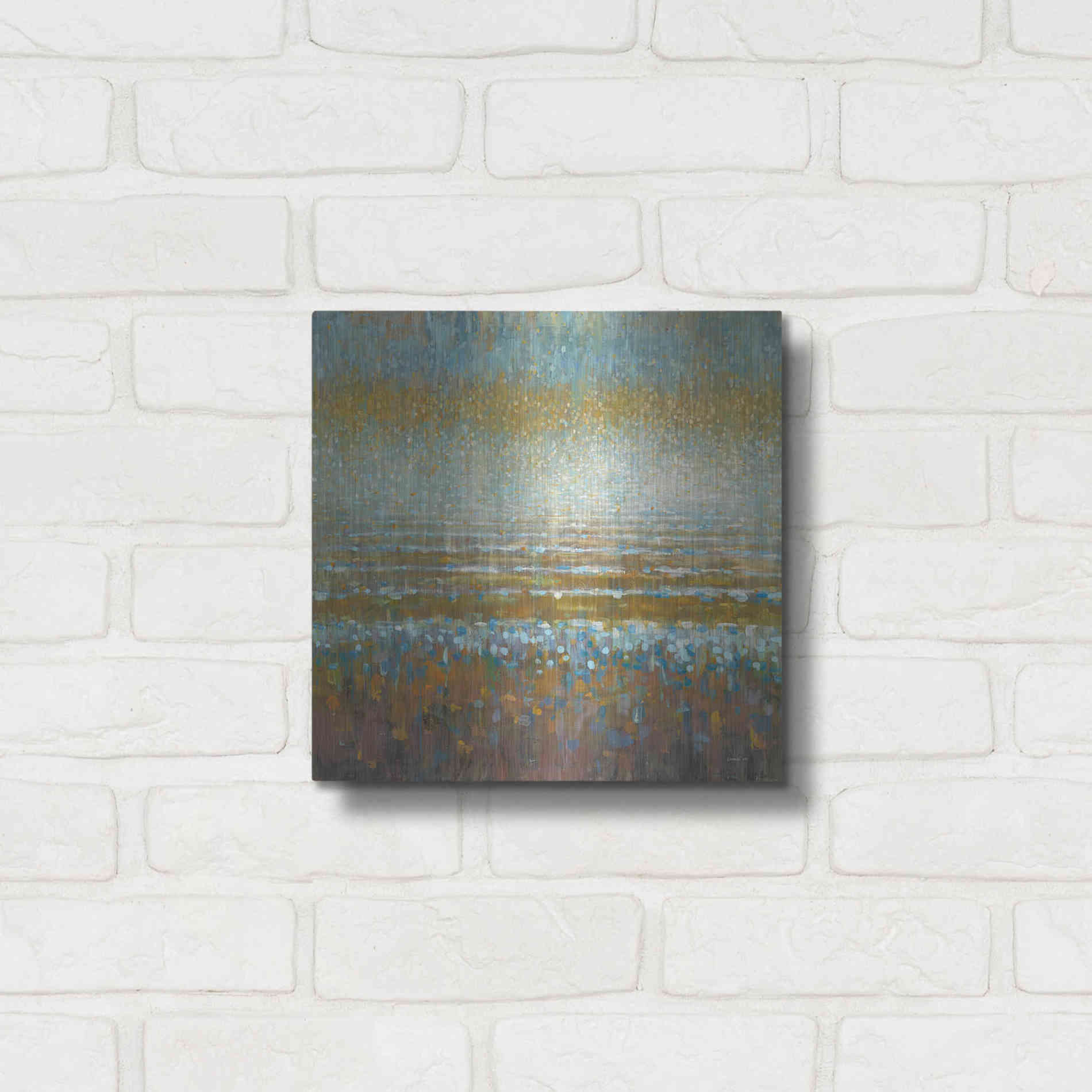 Luxe Metal Art 'Rains Over the Lake Light' by Danhui Nai, Metal Wall Art,12x12