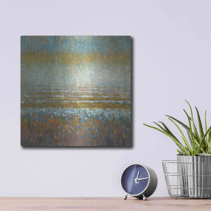 Luxe Metal Art 'Rains Over the Lake Light' by Danhui Nai, Metal Wall Art,12x12