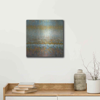 Luxe Metal Art 'Rains Over the Lake Light' by Danhui Nai, Metal Wall Art,12x12