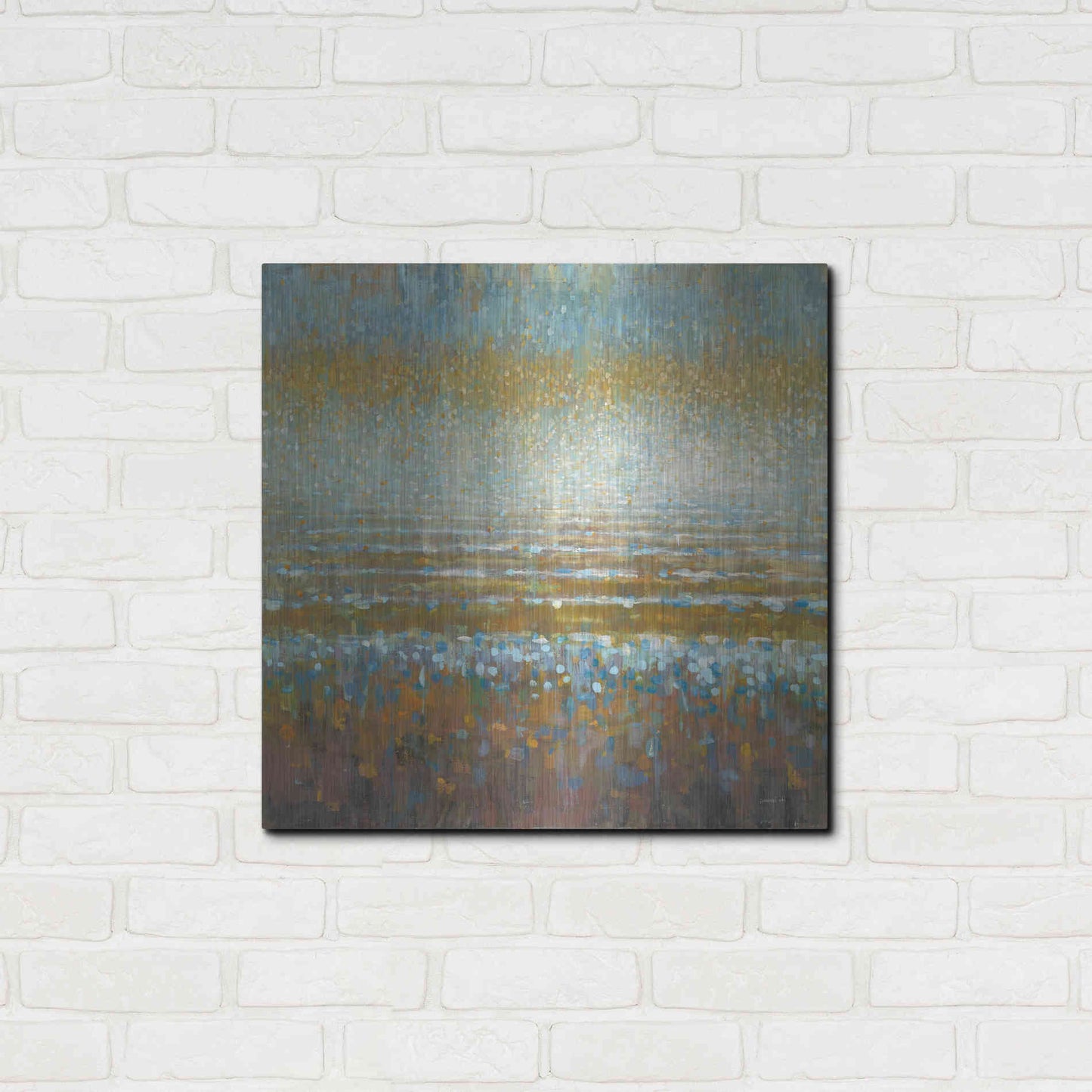 Luxe Metal Art 'Rains Over the Lake Light' by Danhui Nai, Metal Wall Art,24x24