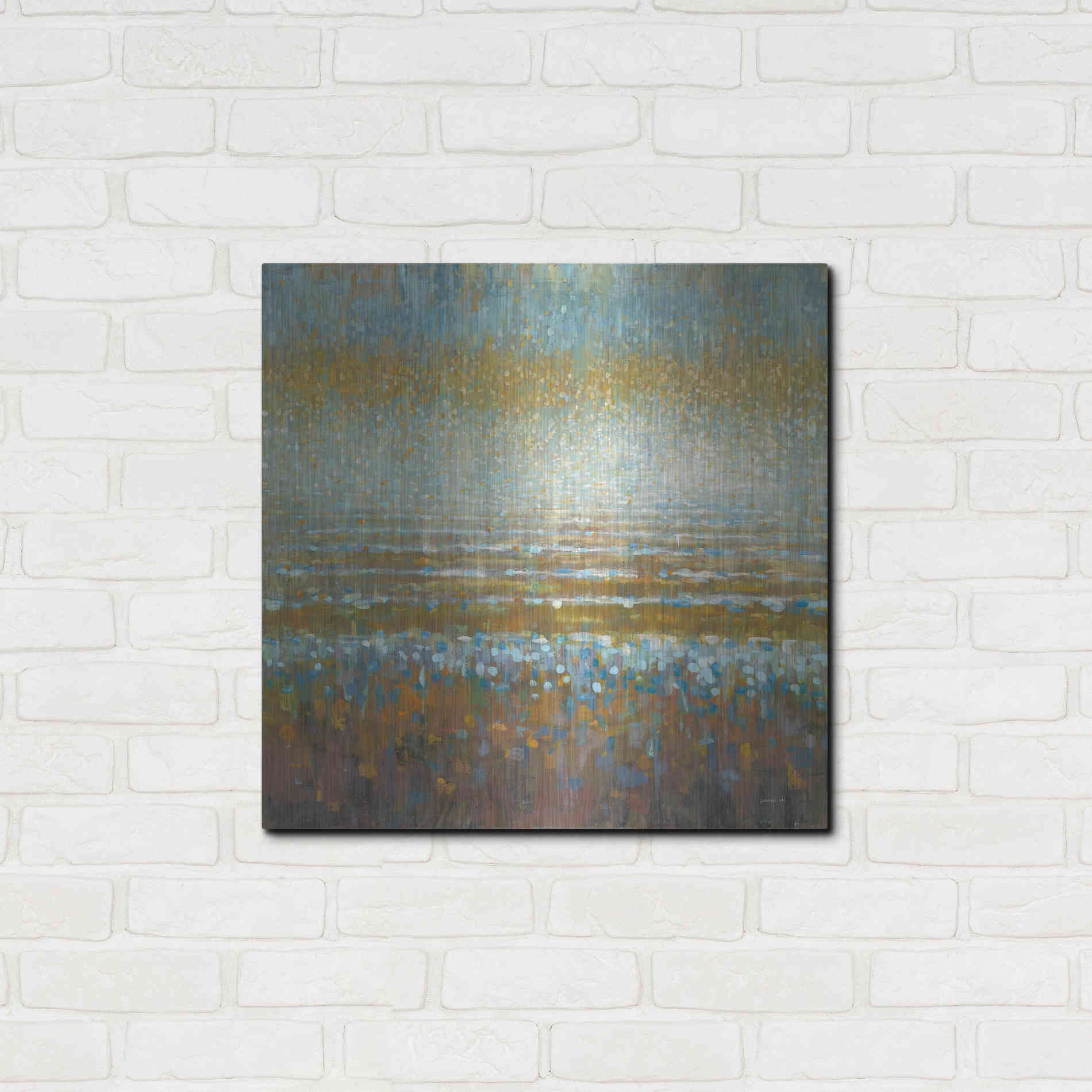 Luxe Metal Art 'Rains Over the Lake Light' by Danhui Nai, Metal Wall Art,24x24
