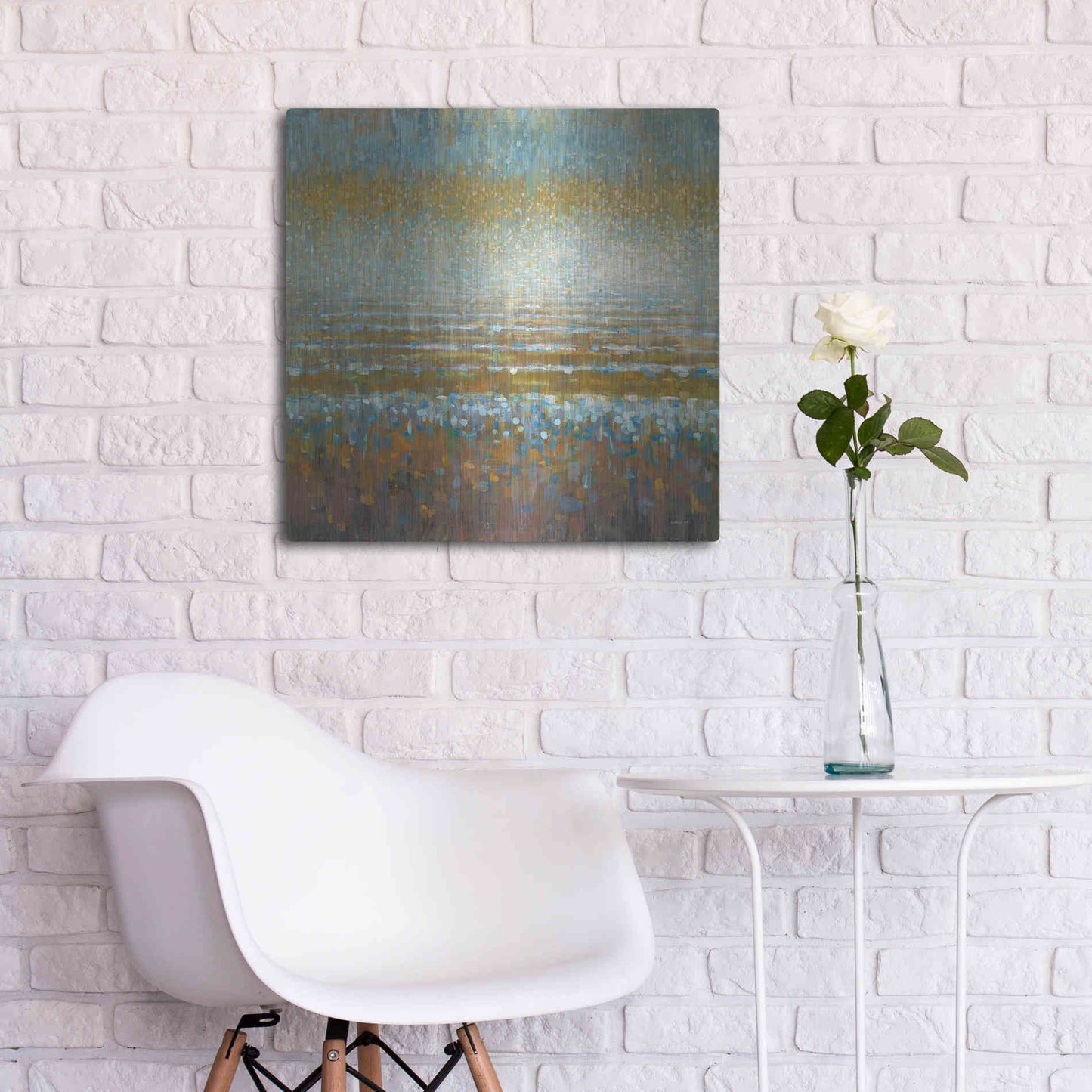 Luxe Metal Art 'Rains Over the Lake Light' by Danhui Nai, Metal Wall Art,24x24