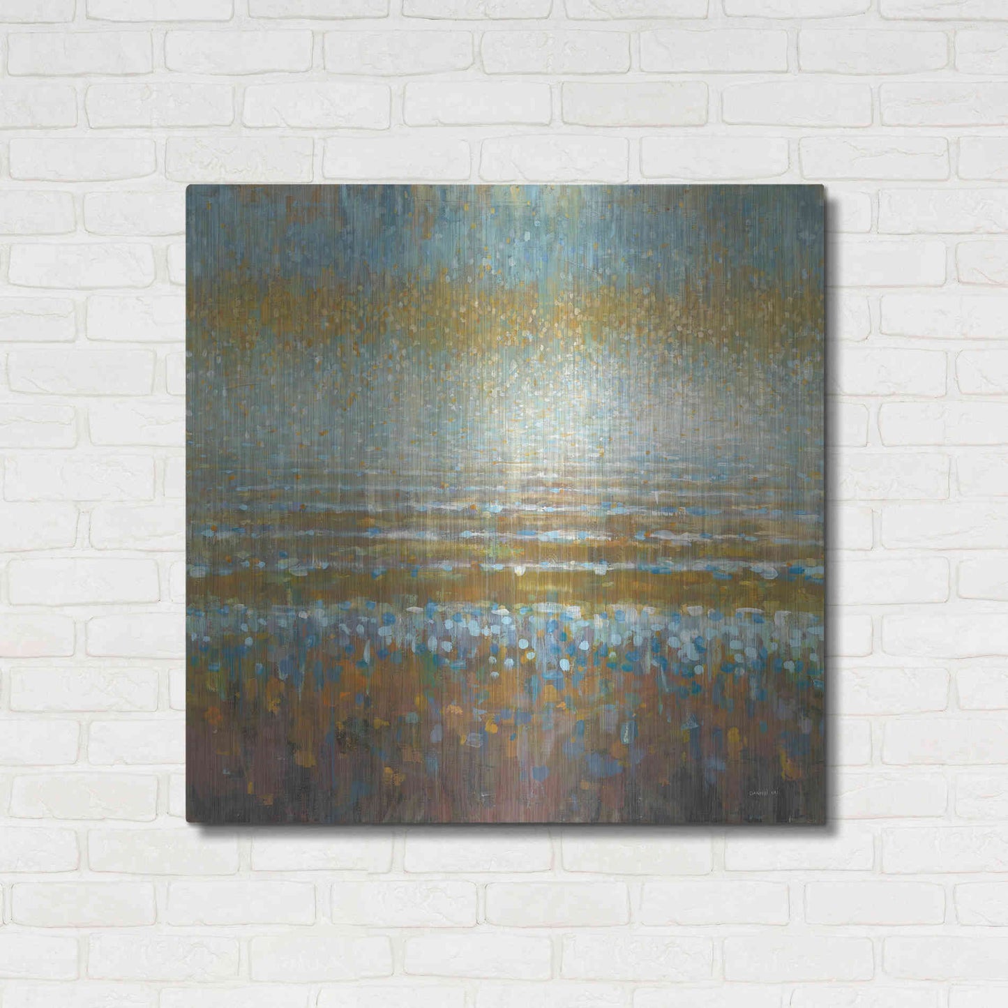 Luxe Metal Art 'Rains Over the Lake Light' by Danhui Nai, Metal Wall Art,36x36