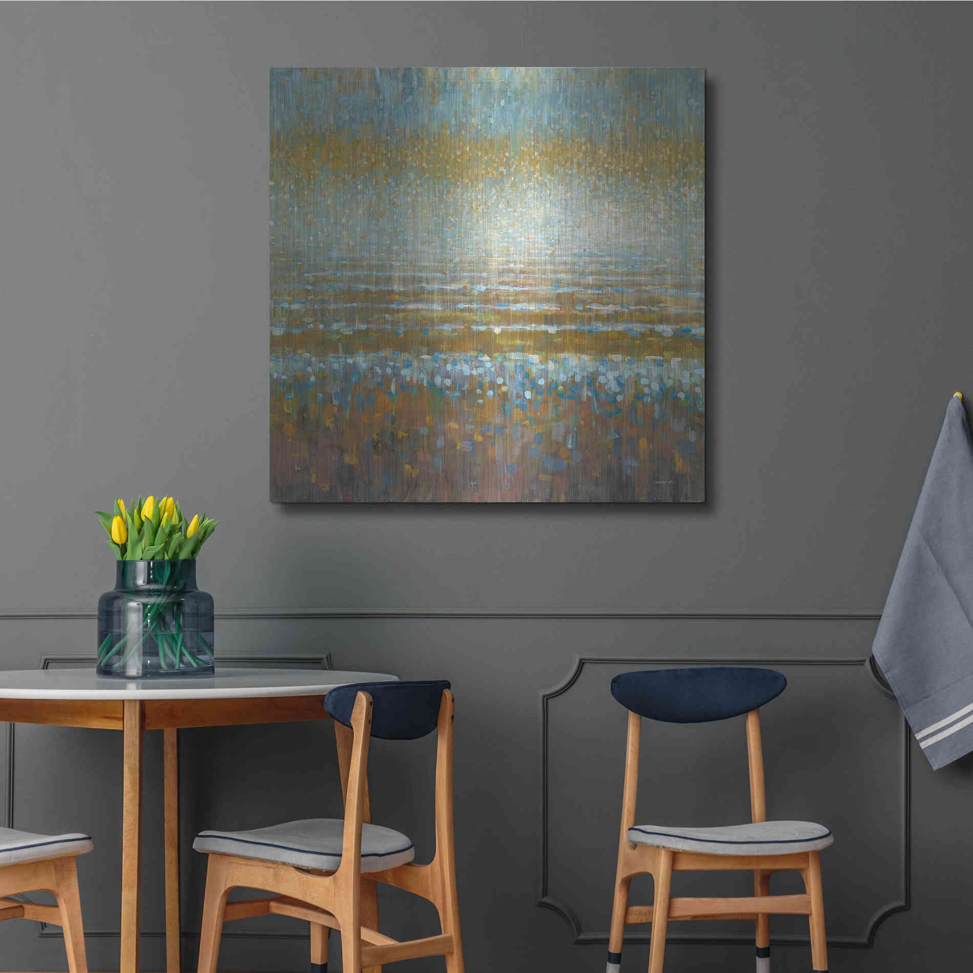 Luxe Metal Art 'Rains Over the Lake Light' by Danhui Nai, Metal Wall Art,36x36