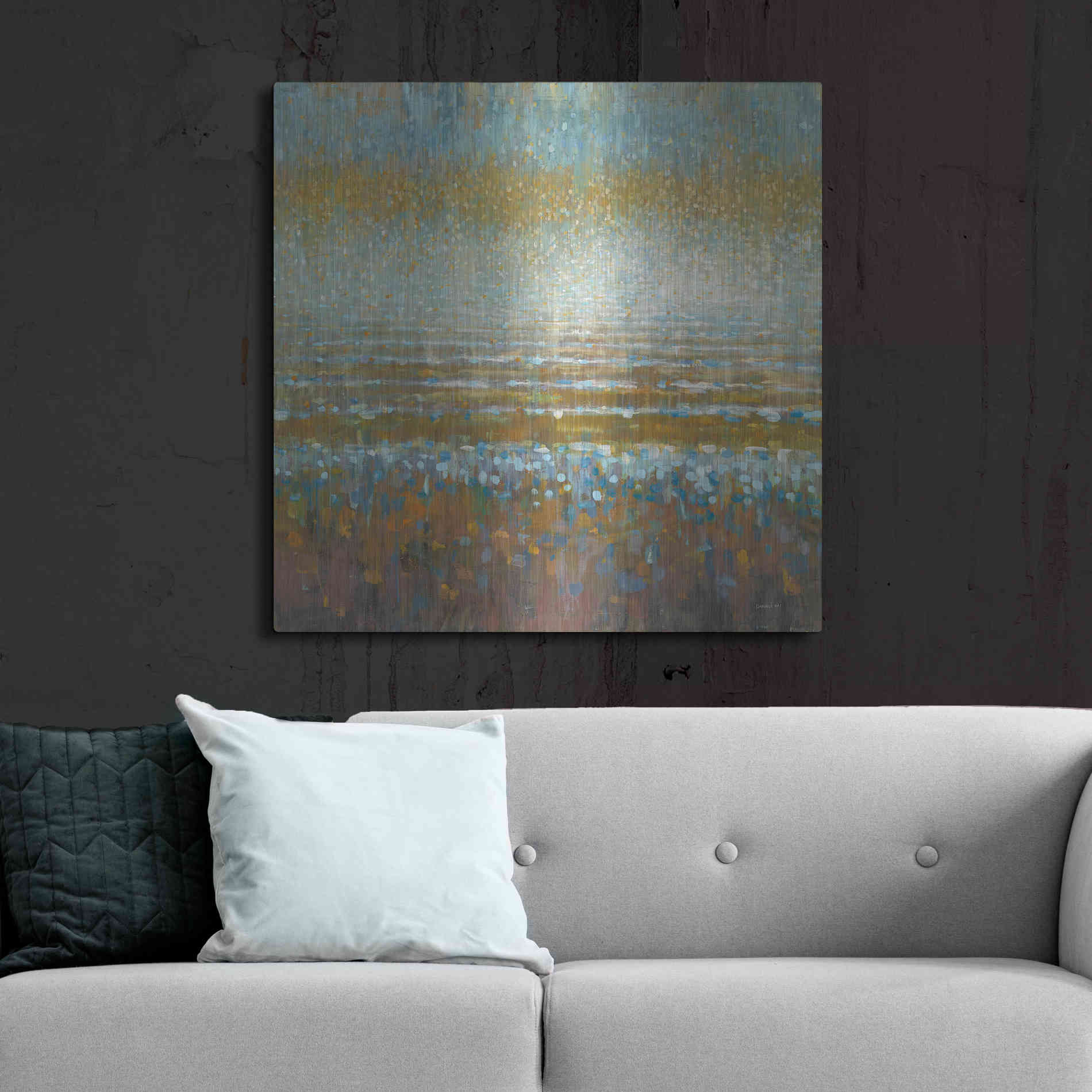 Luxe Metal Art 'Rains Over the Lake Light' by Danhui Nai, Metal Wall Art,36x36