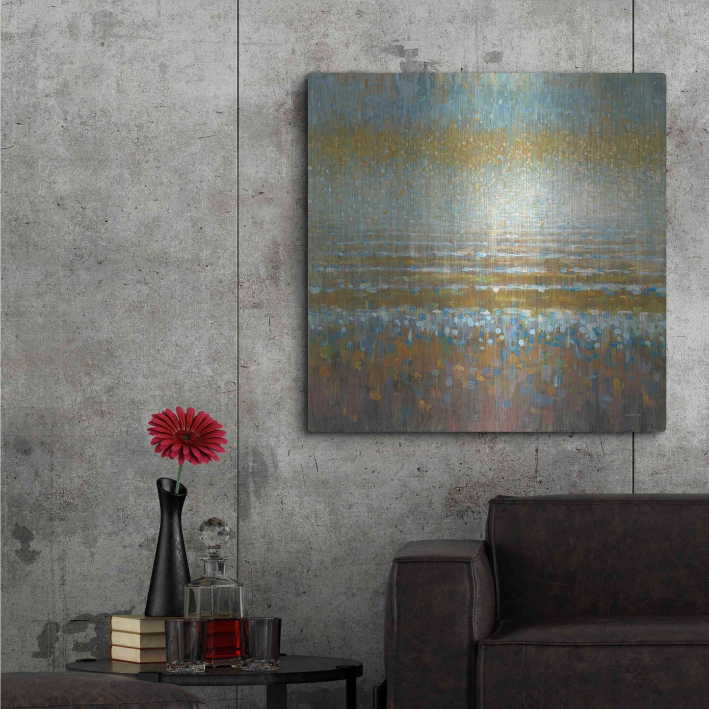 Luxe Metal Art 'Rains Over the Lake Light' by Danhui Nai, Metal Wall Art,36x36
