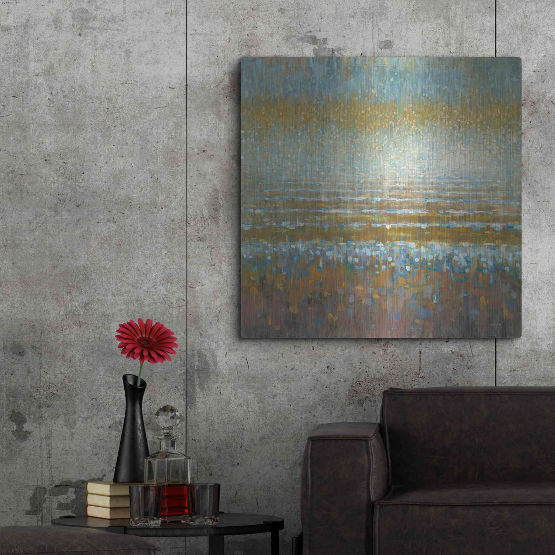 Luxe Metal Art 'Rains Over the Lake Light' by Danhui Nai, Metal Wall Art,36x36