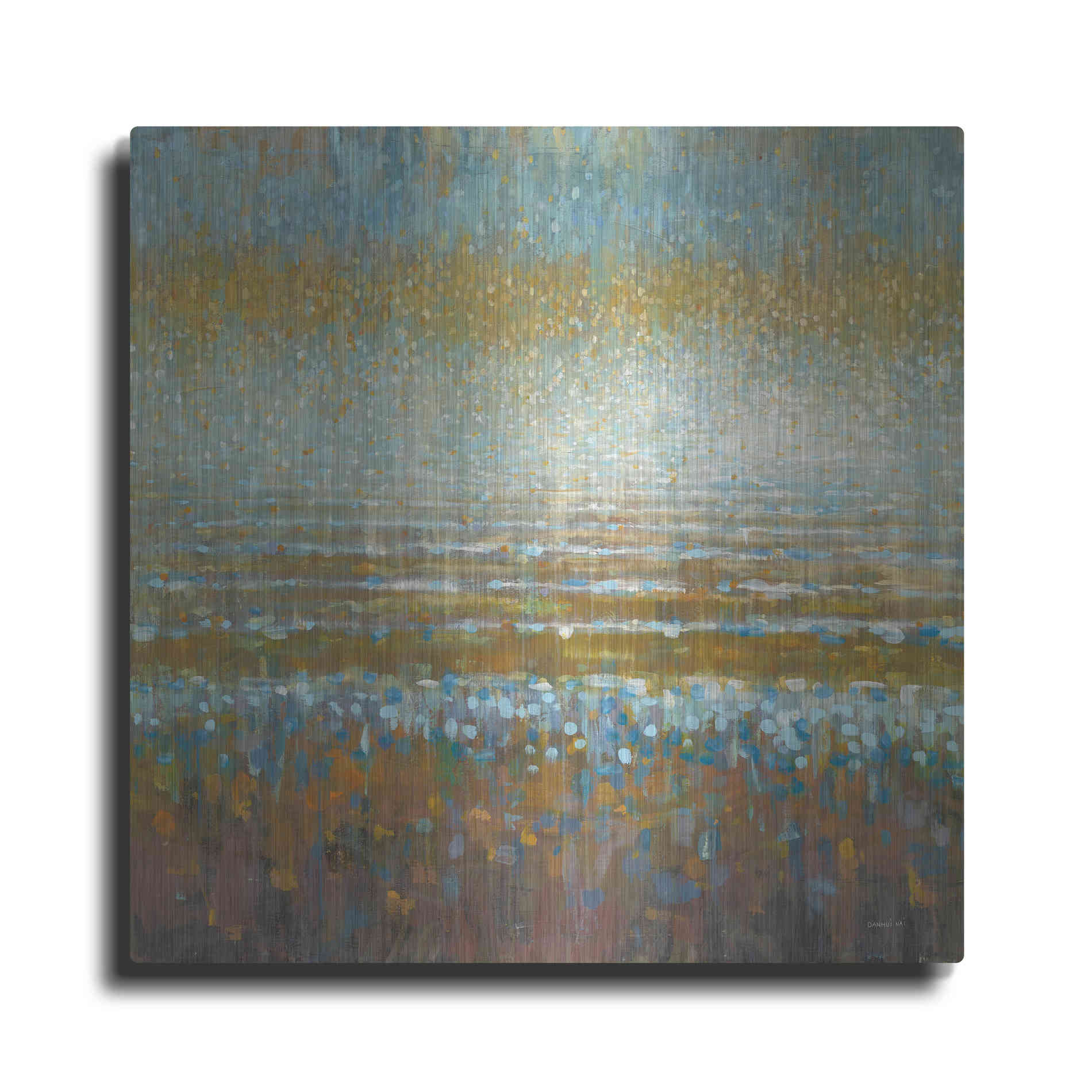 Luxe Metal Art 'Rains Over the Lake Light' by Danhui Nai, Metal Wall Art