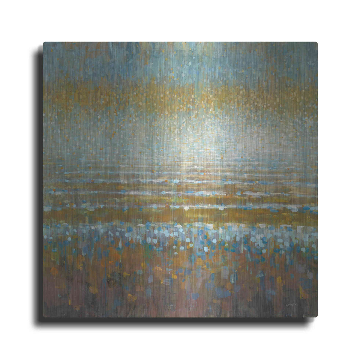 Luxe Metal Art 'Rains Over the Lake Light' by Danhui Nai, Metal Wall Art