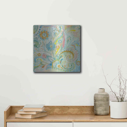 Luxe Metal Art 'Spring Dream Paisley XIII' by Danhui Nai, Metal Wall Art,12x12