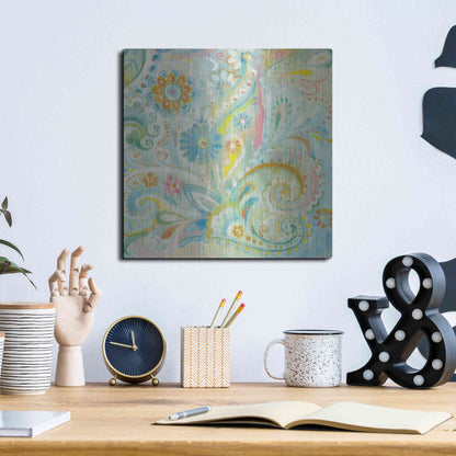 Luxe Metal Art 'Spring Dream Paisley XIII' by Danhui Nai, Metal Wall Art,12x12