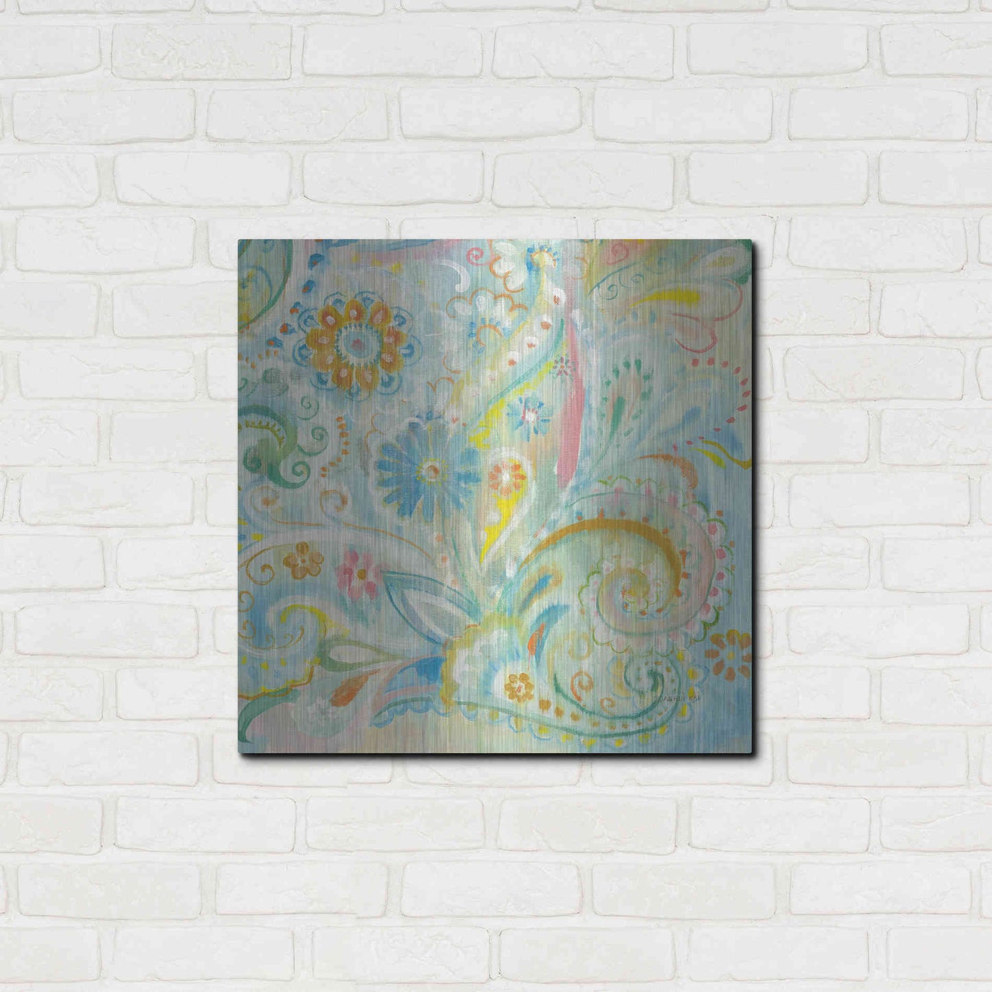 Luxe Metal Art 'Spring Dream Paisley XIII' by Danhui Nai, Metal Wall Art,24x24