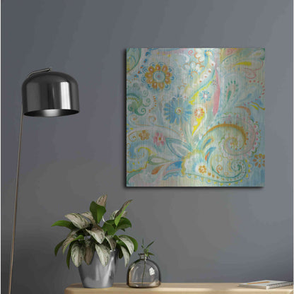 Luxe Metal Art 'Spring Dream Paisley XIII' by Danhui Nai, Metal Wall Art,24x24