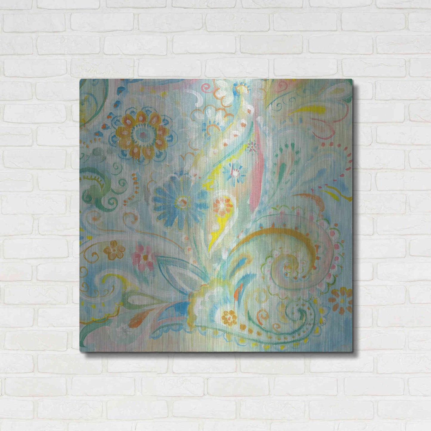 Luxe Metal Art 'Spring Dream Paisley XIII' by Danhui Nai, Metal Wall Art,36x36