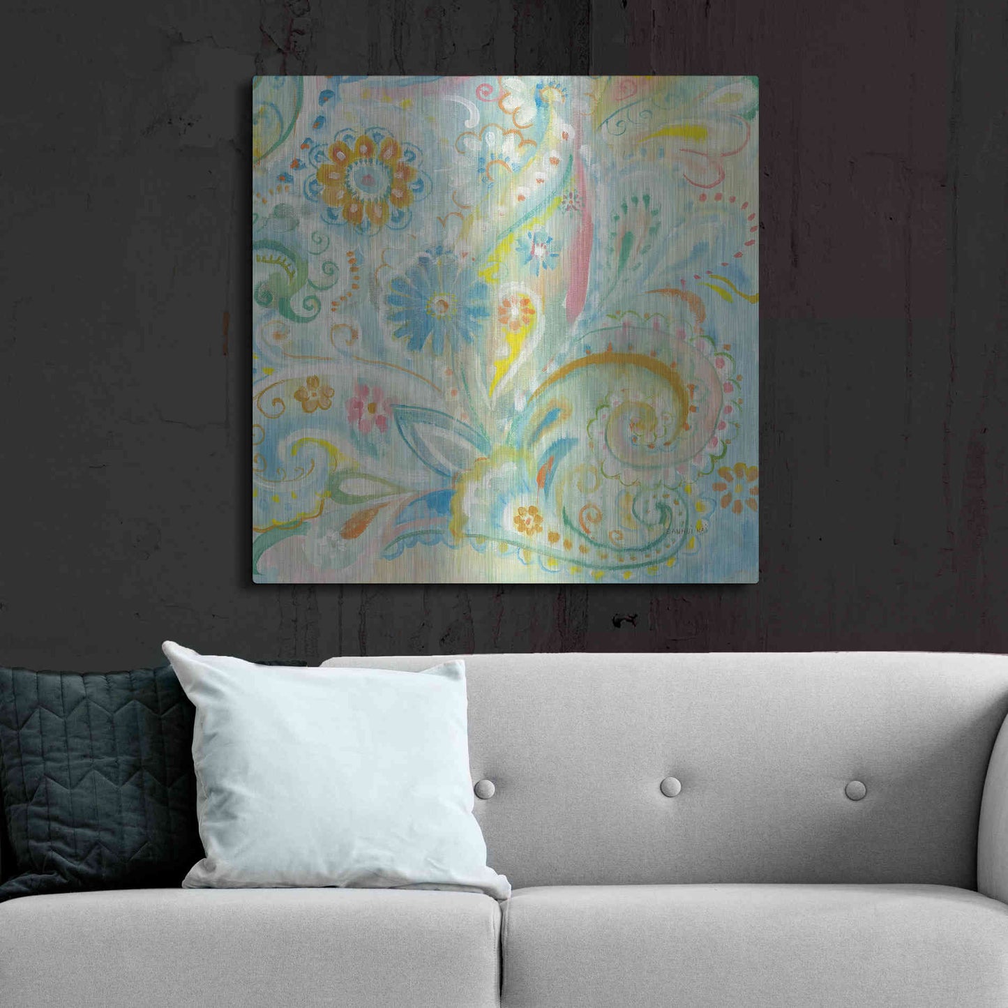 Luxe Metal Art 'Spring Dream Paisley XIII' by Danhui Nai, Metal Wall Art,36x36