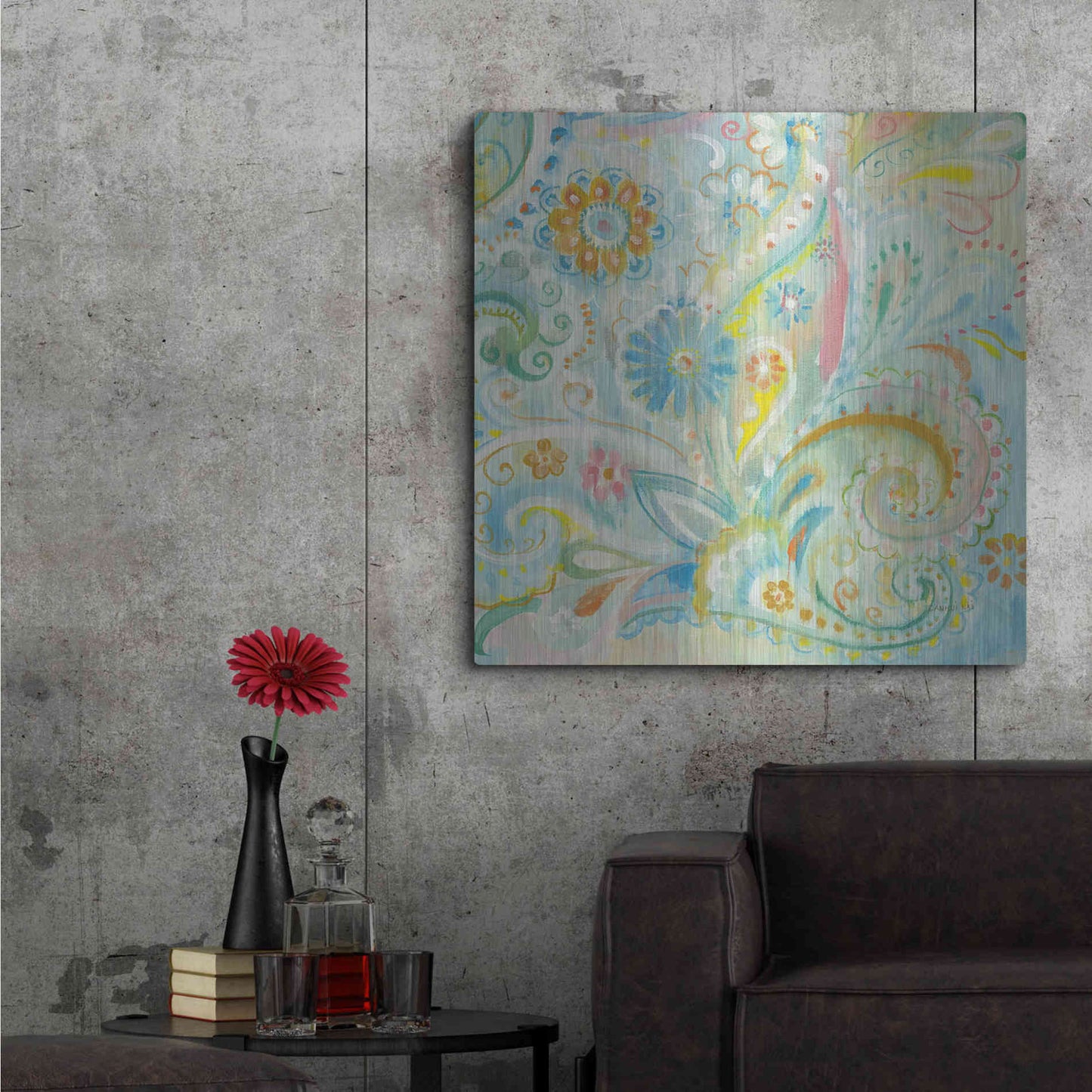 Luxe Metal Art 'Spring Dream Paisley XIII' by Danhui Nai, Metal Wall Art,36x36